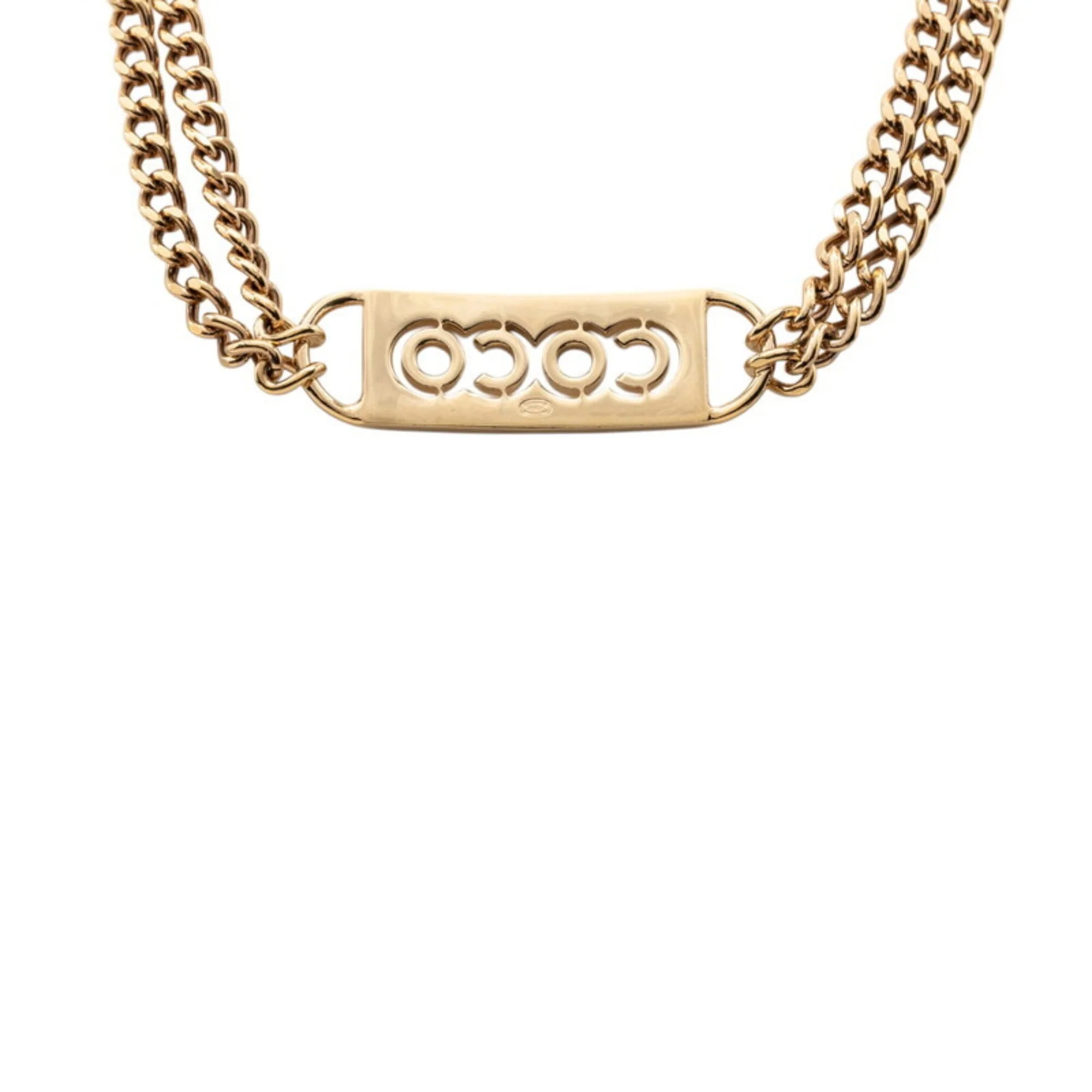 CC Logo Chain Pendant Necklace Gold-Tone Metal - Image 2