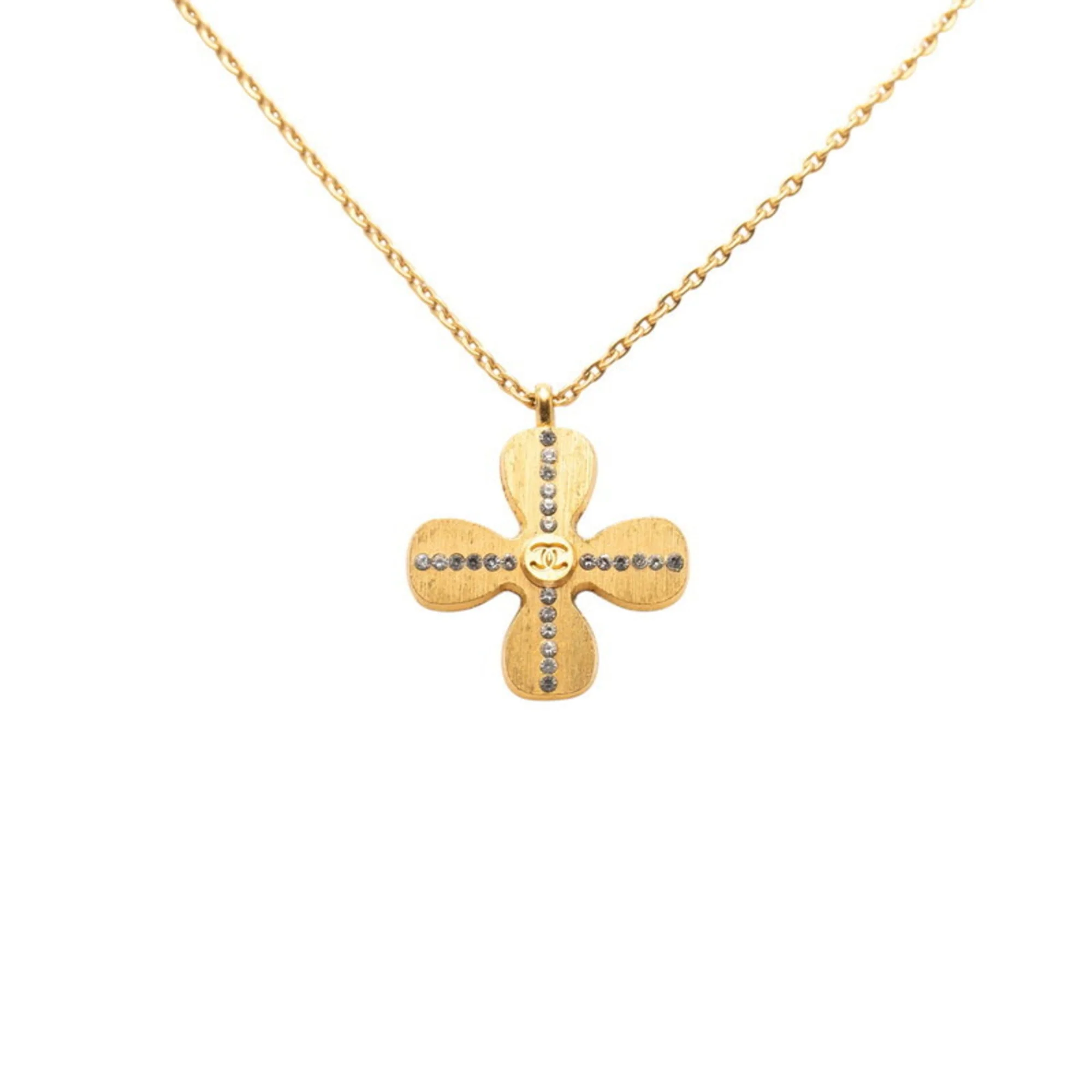 CC Logo Clover Pendant Necklace Gold-Tone Metal