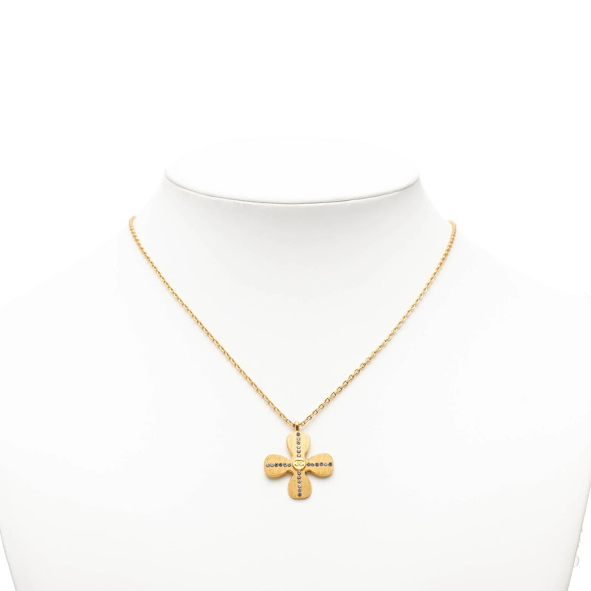 CC Logo Clover Pendant Necklace Gold-Tone Metal - Image 6