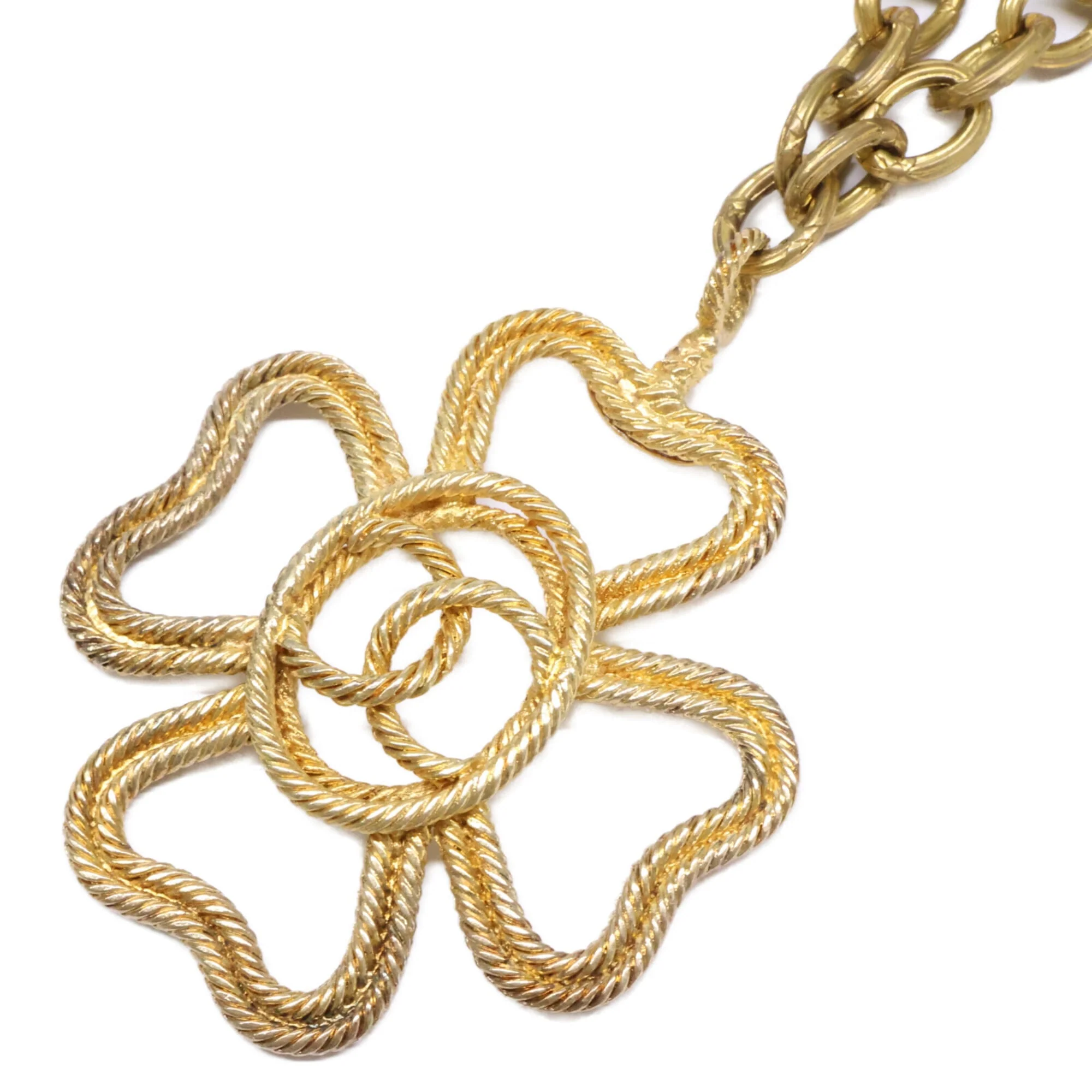 CC Logo Clover Pendant Necklace Gold-Tone Metal