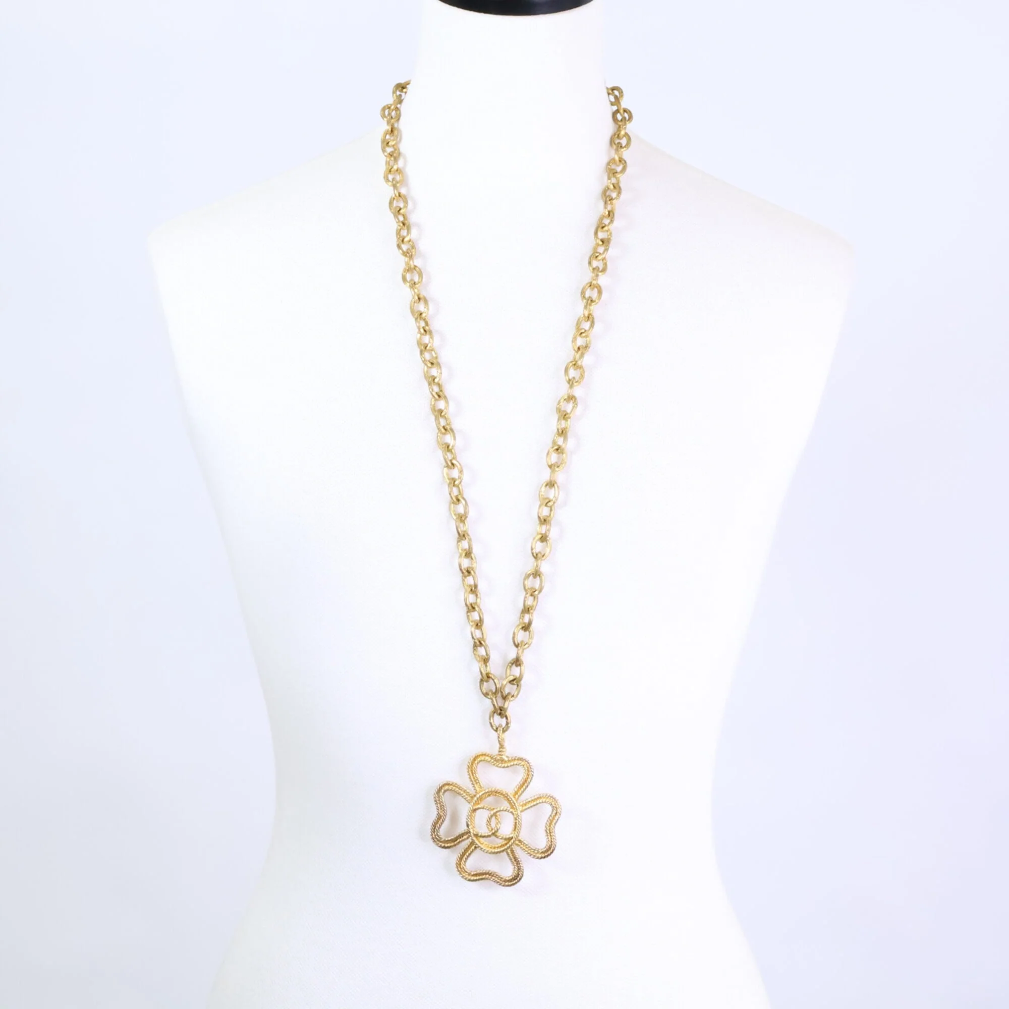 CC Logo Clover Pendant Necklace Gold-Tone Metal - Image 9