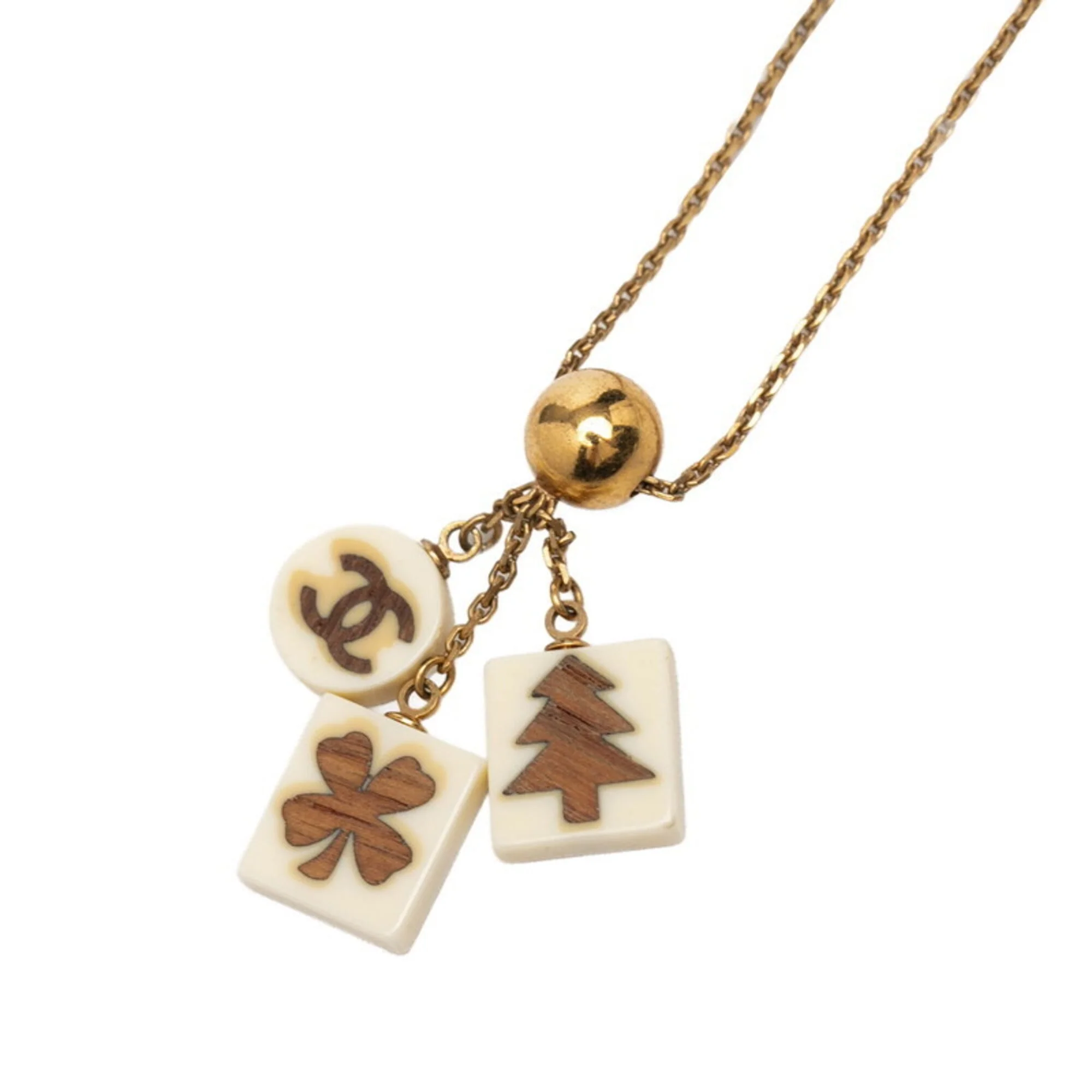 CC Logo Clover Pendant Necklace Metal