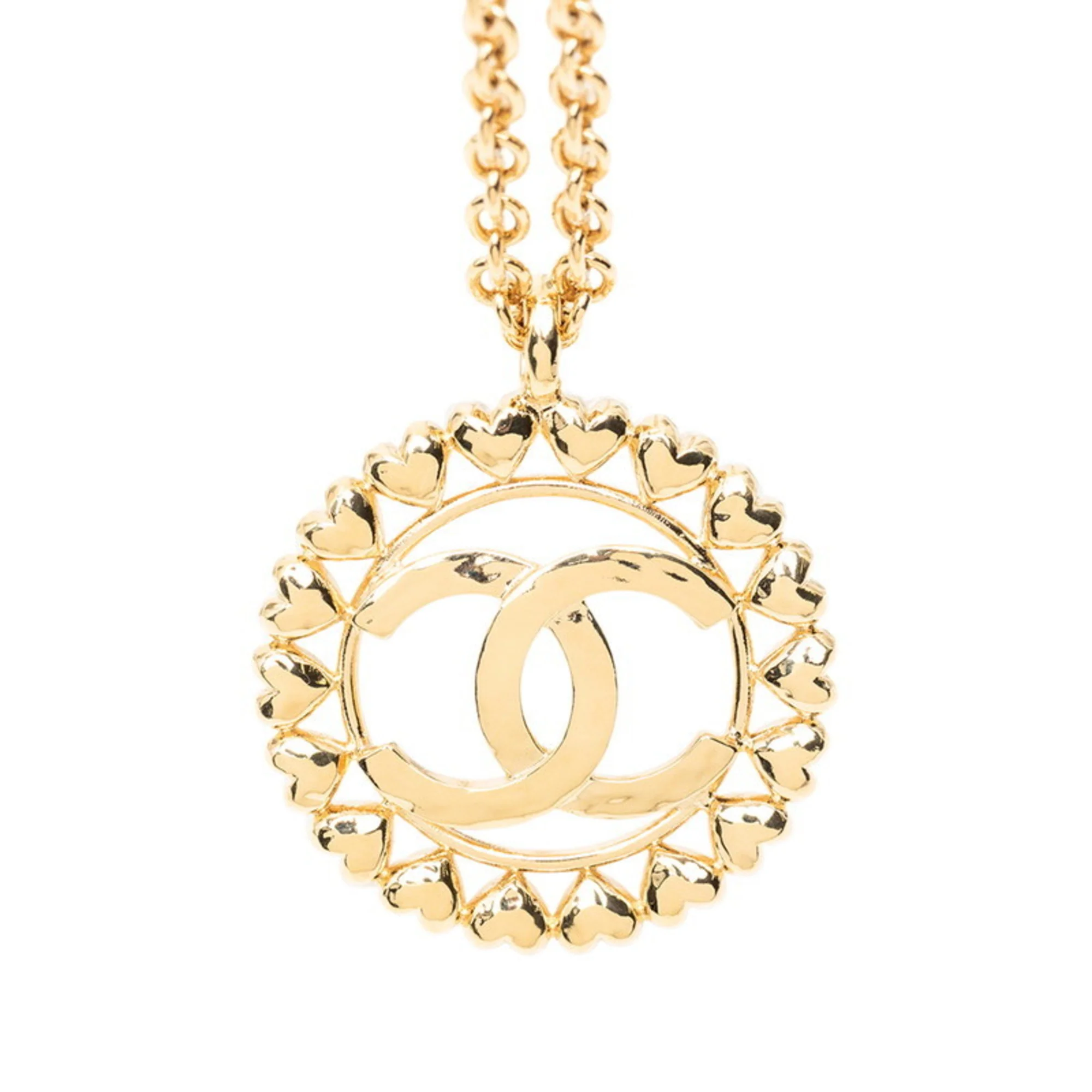 CC Logo Heart Pendant Necklace Metal