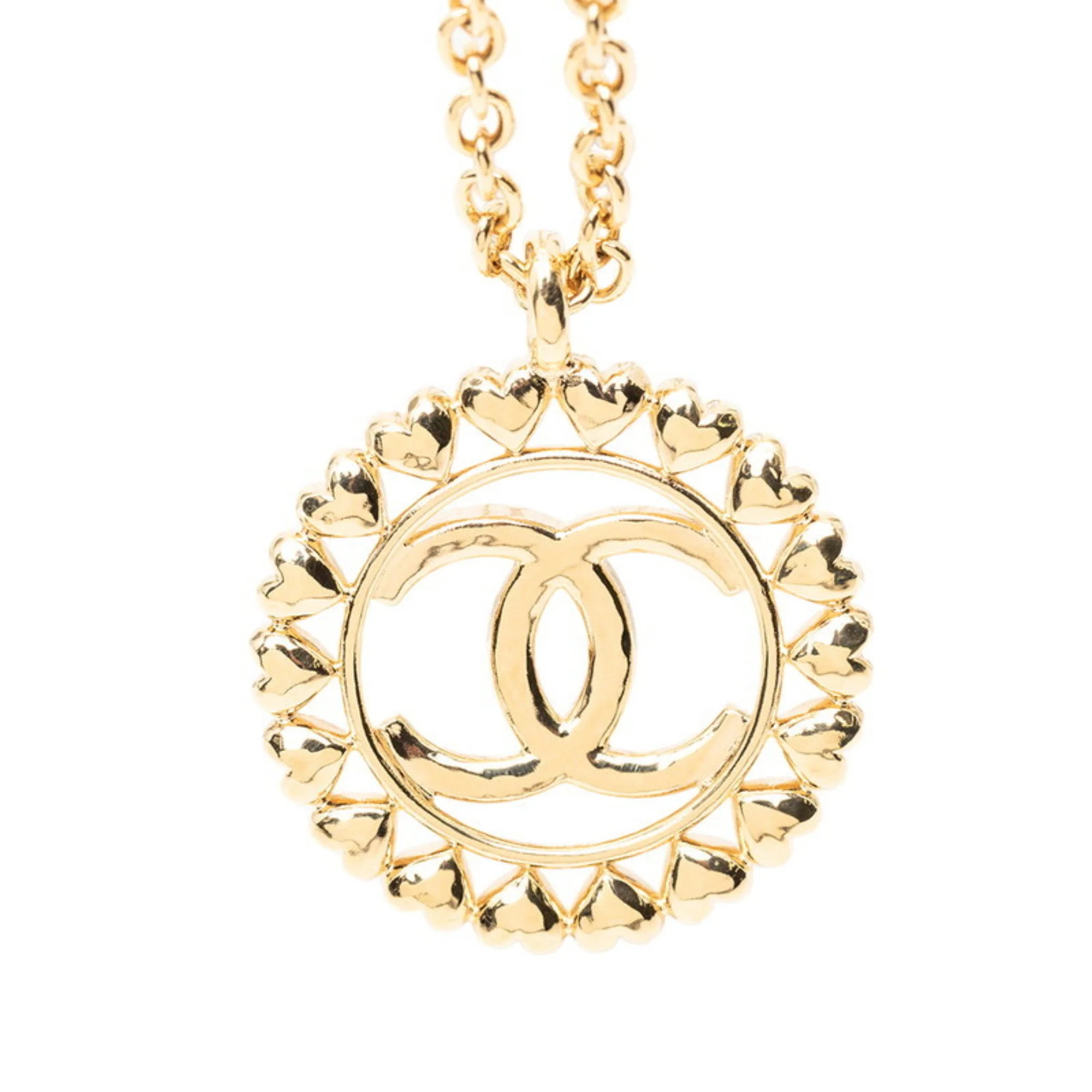 CC Logo Heart Pendant Necklace Metal - Image 2