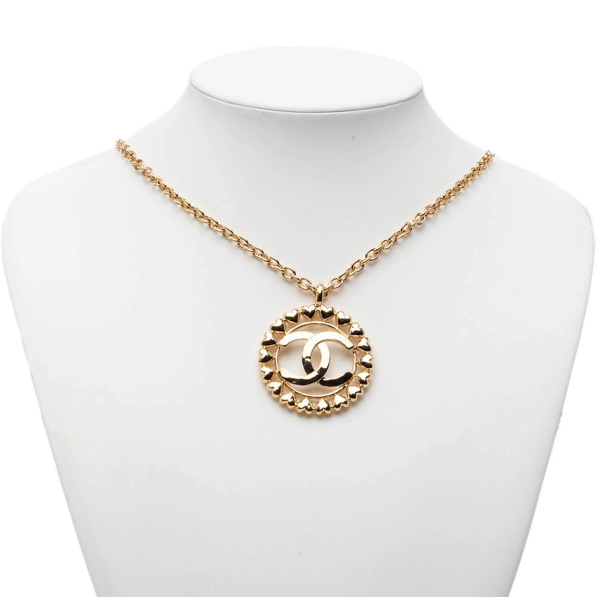 CC Logo Heart Pendant Necklace Metal - Image 6