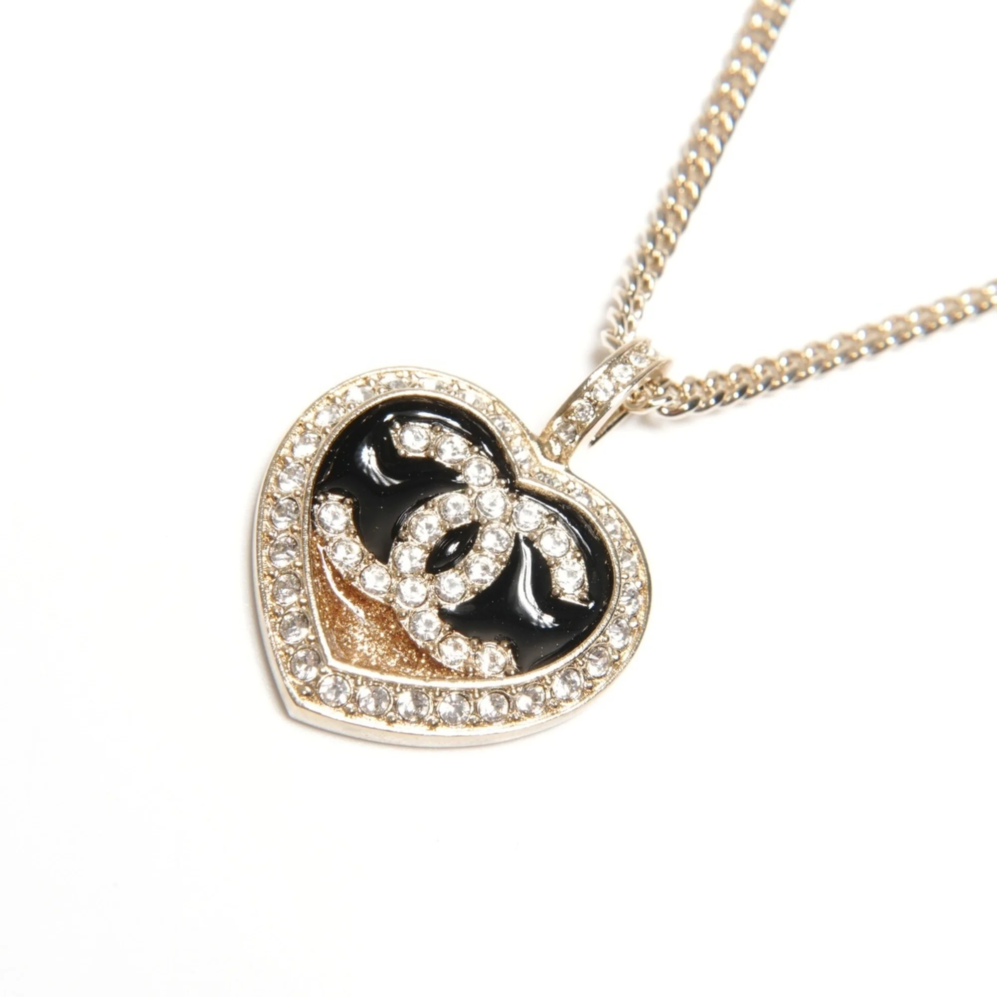 CC Logo Heart Pendant Necklace Metal - Image 3
