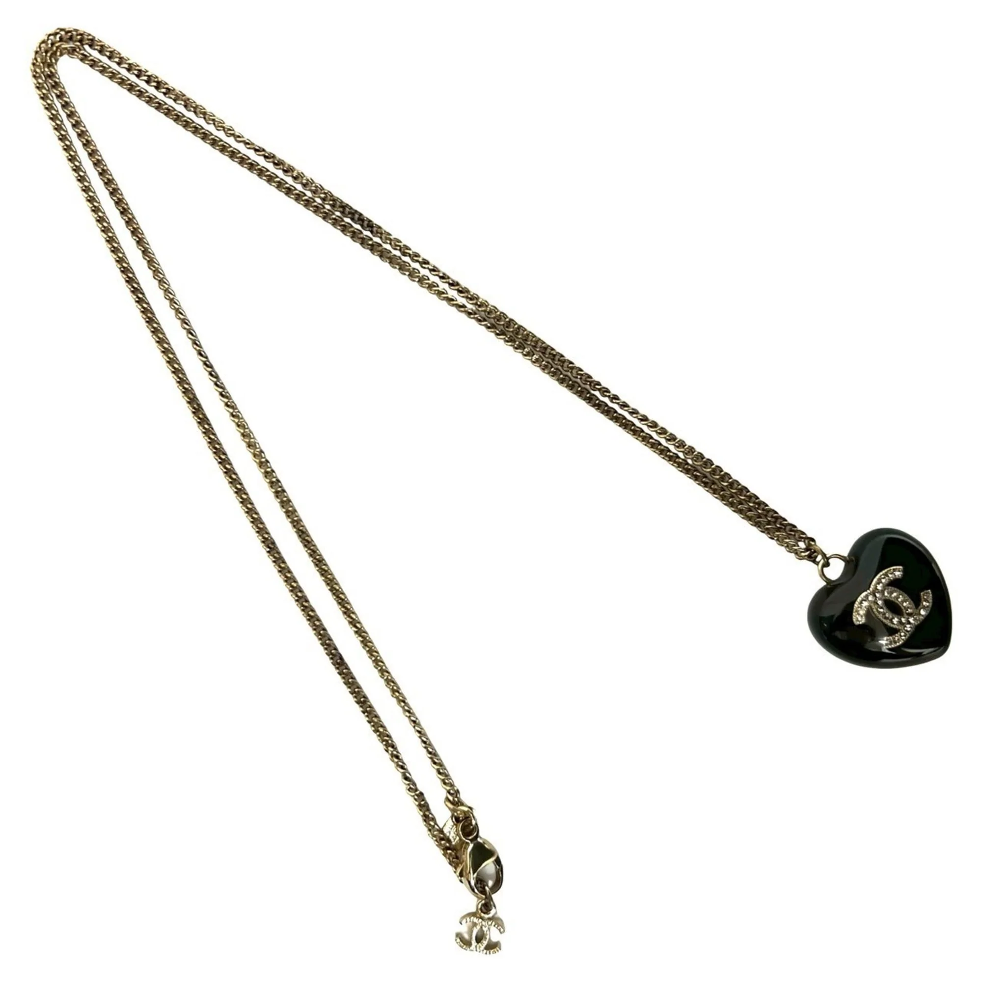 CC Logo Heart Pendant Necklace Metal - Image 4
