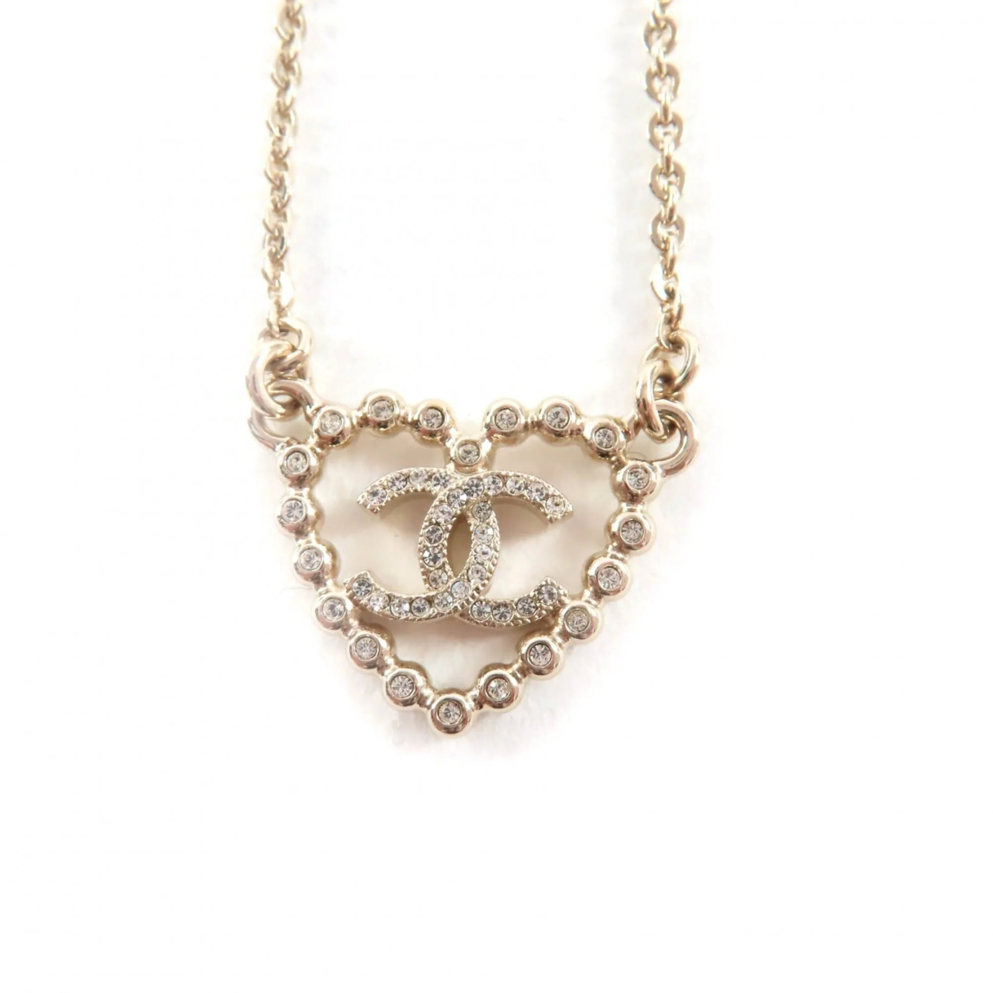 CC Logo Heart Pendant Necklace Metal