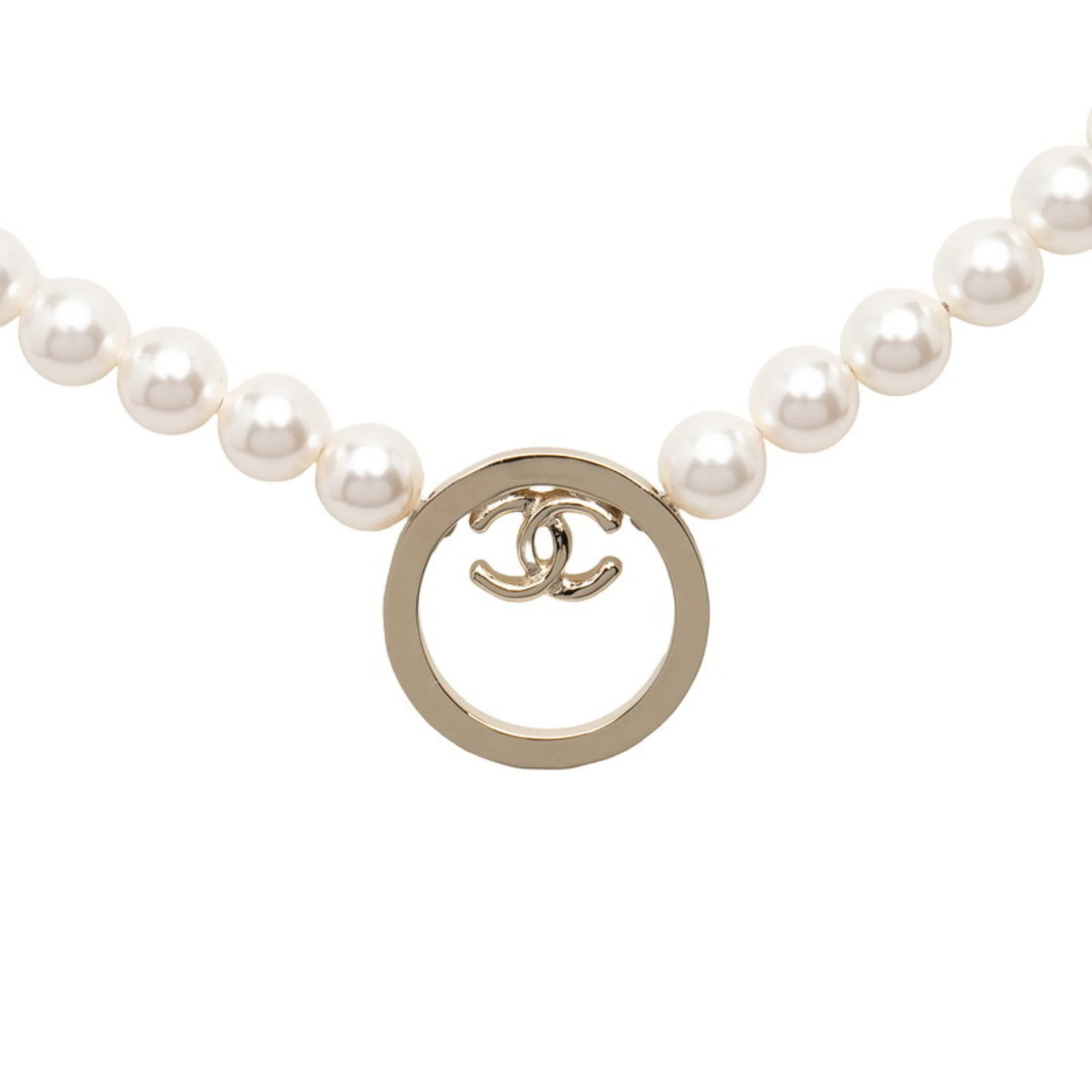 CC Logo Pendant Necklace Gold-Tone Metal - Image 3