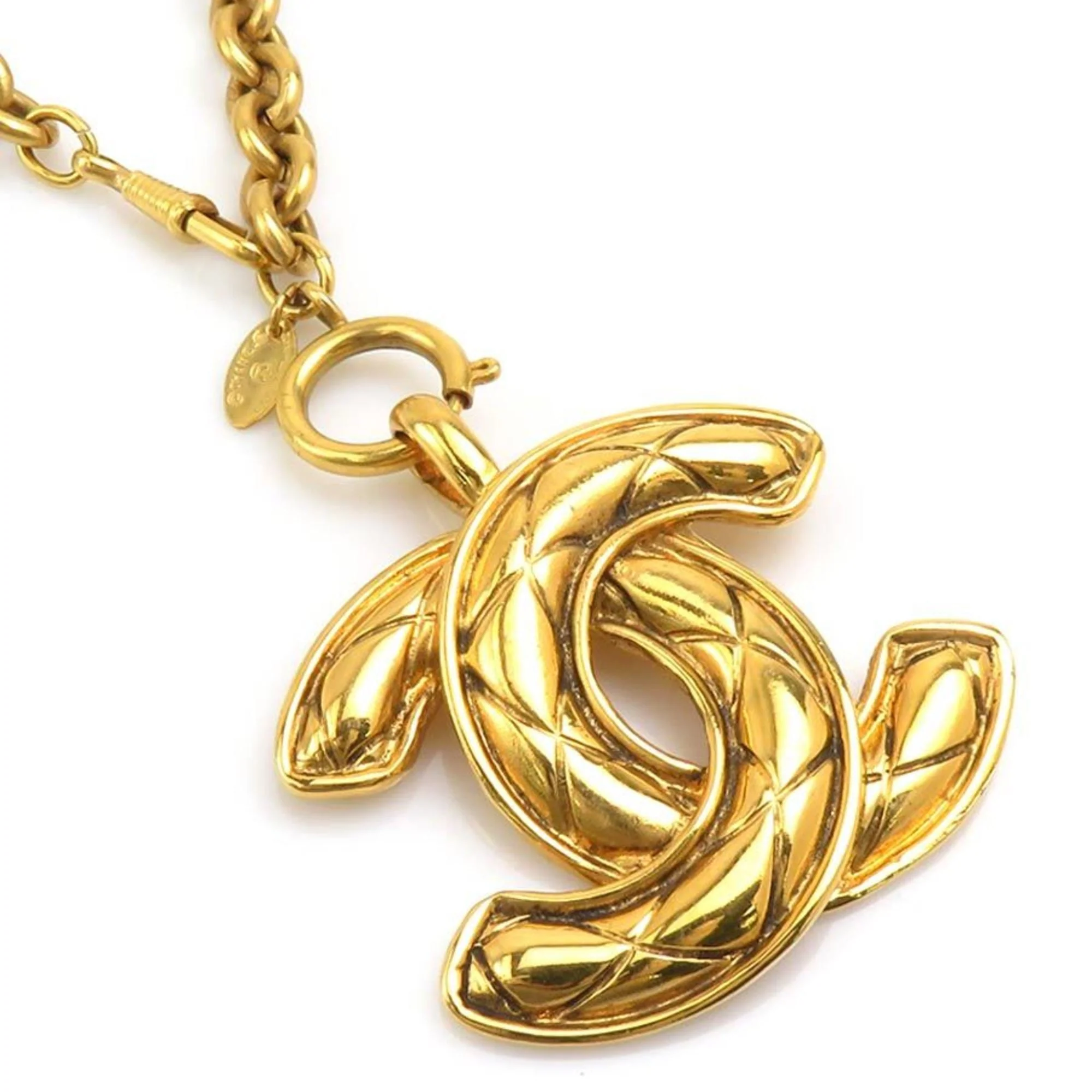 CC Logo Pendant Necklace Gold-Tone Metal