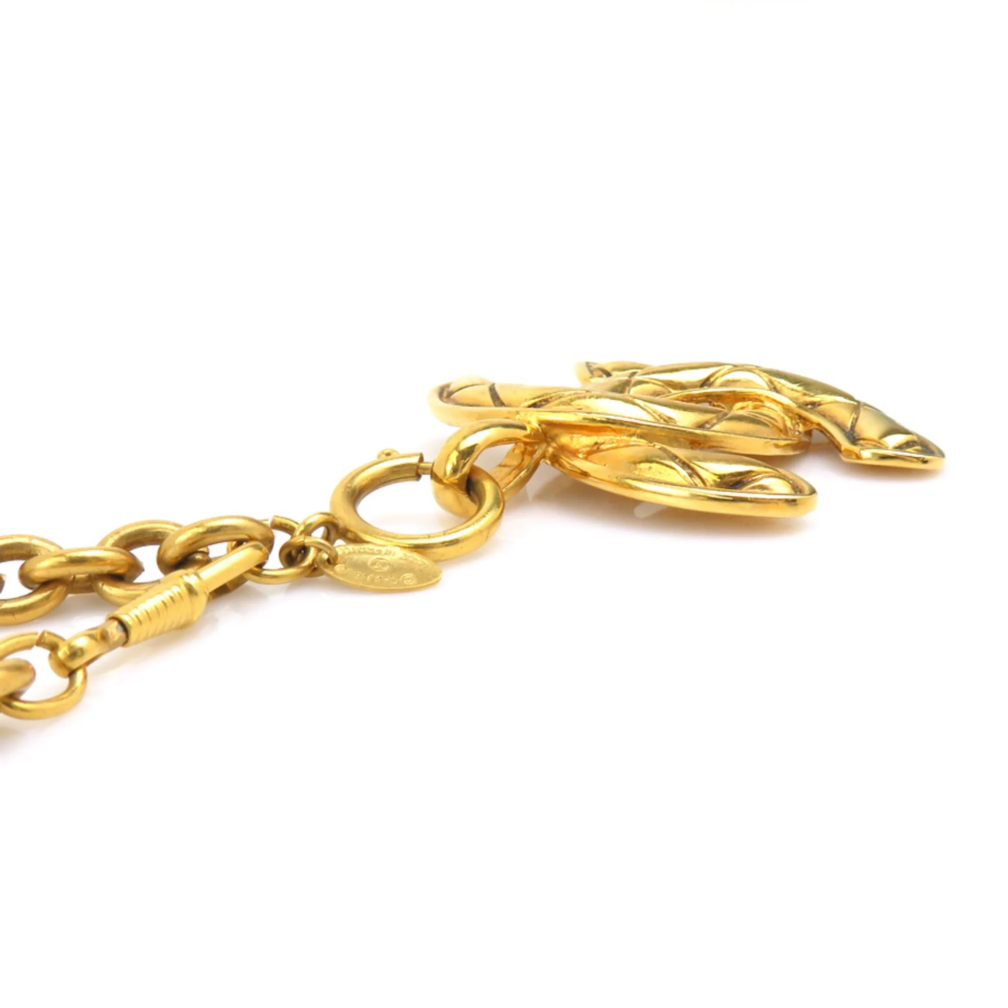 CC Logo Pendant Necklace Gold-Tone Metal - Image 3