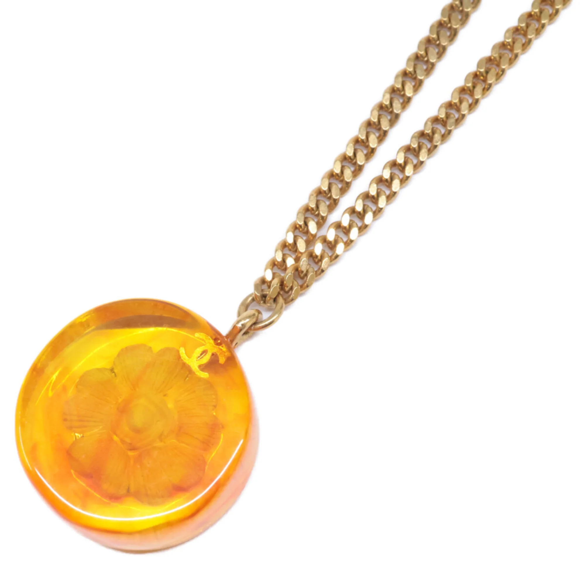 CC Logo Pendant Necklace Gold-Tone Metal