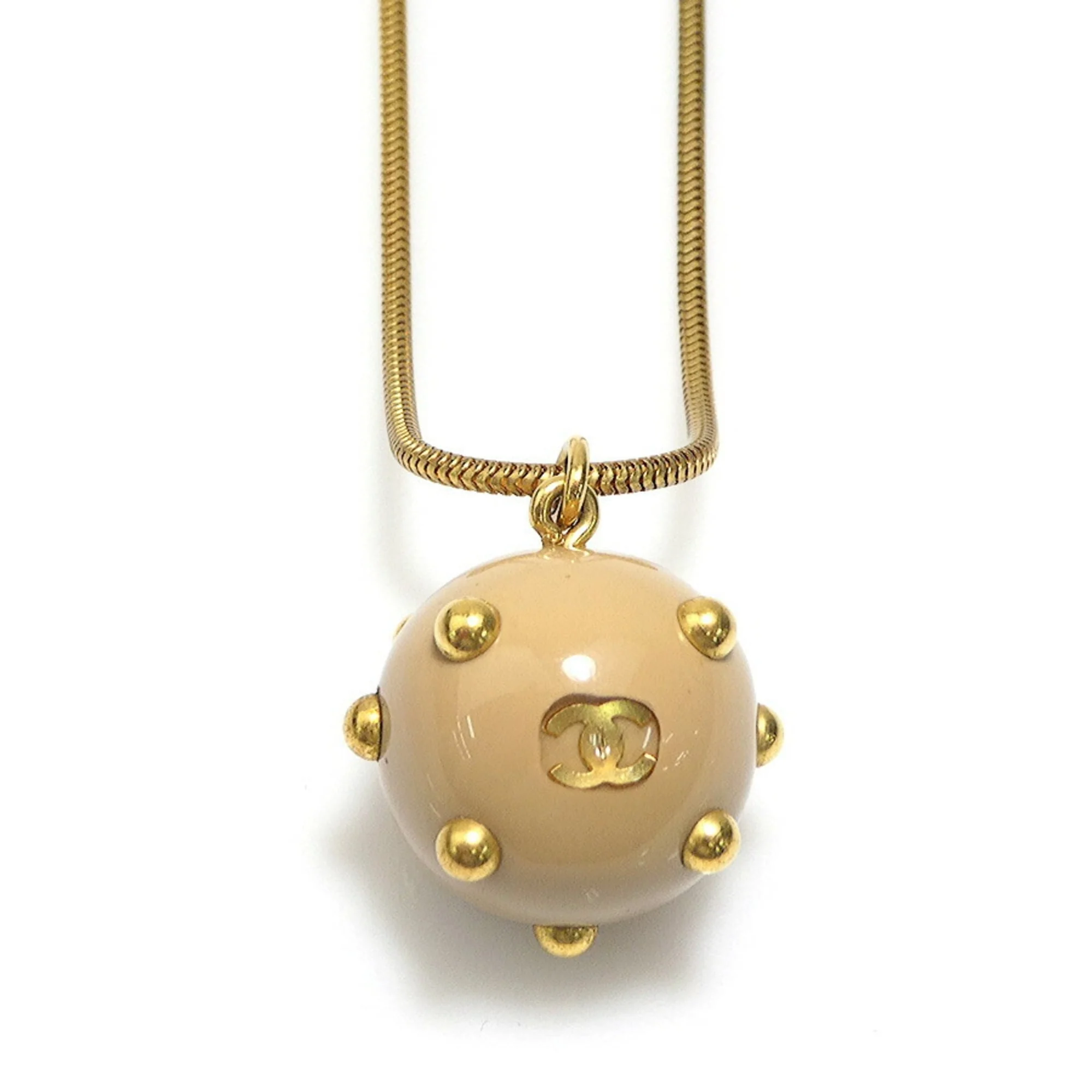CC Logo Pendant Necklace Gold-Tone Metal