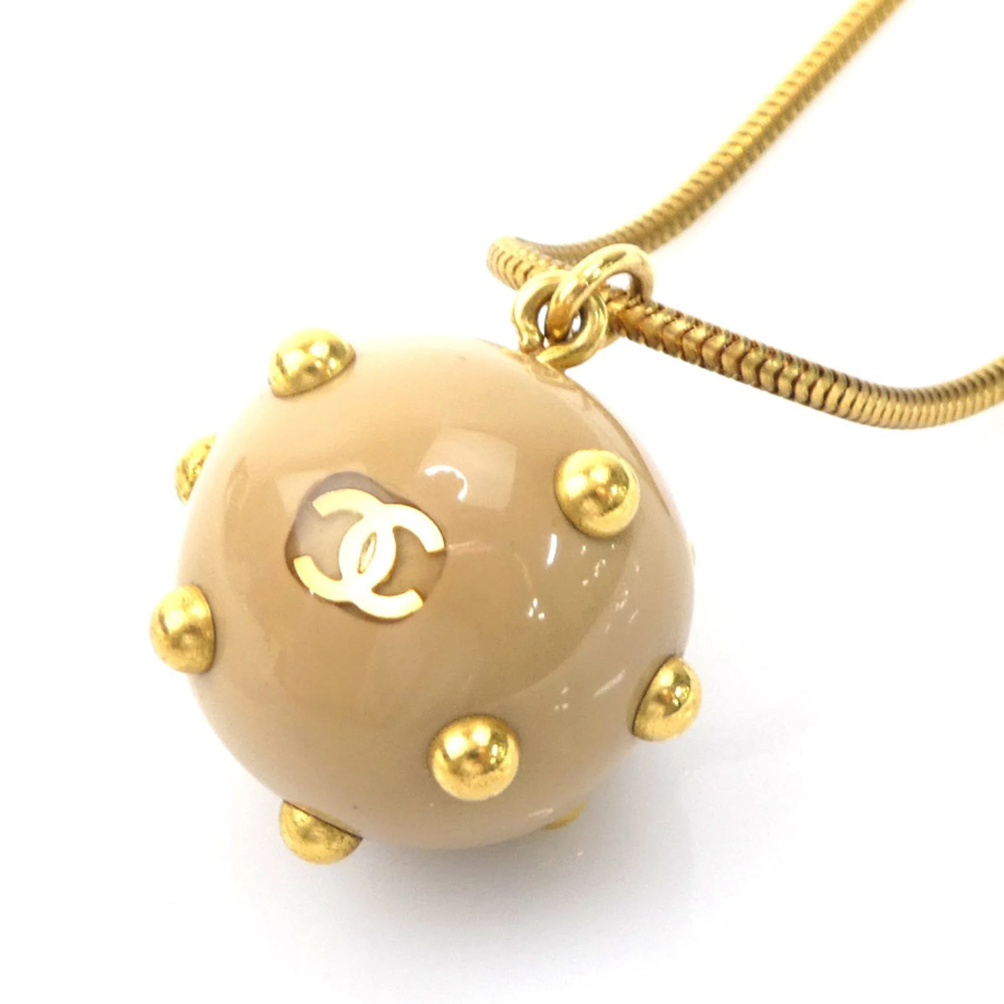 CC Logo Pendant Necklace Gold-Tone Metal - Image 3