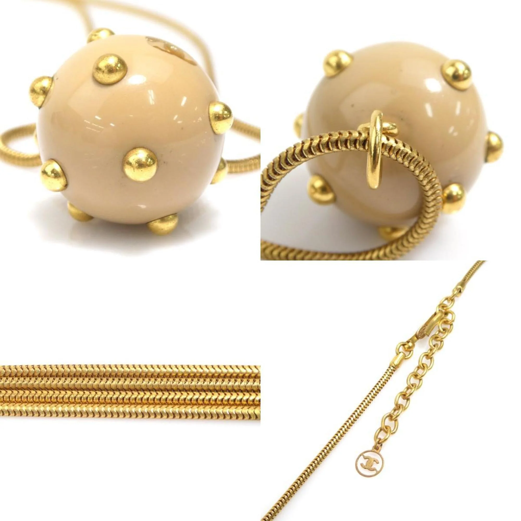 CC Logo Pendant Necklace Gold-Tone Metal - Image 4