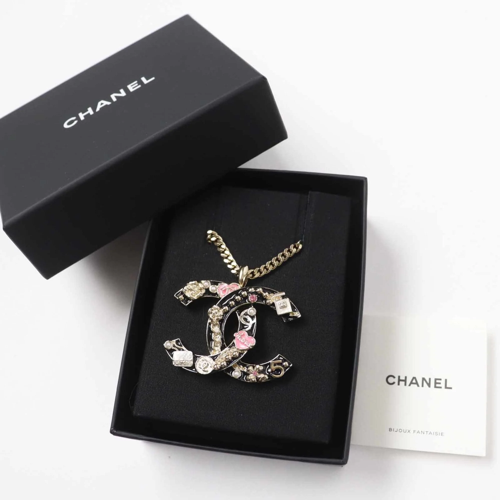 CC Logo Pendant Necklace Gold-Tone Metal - Image 2