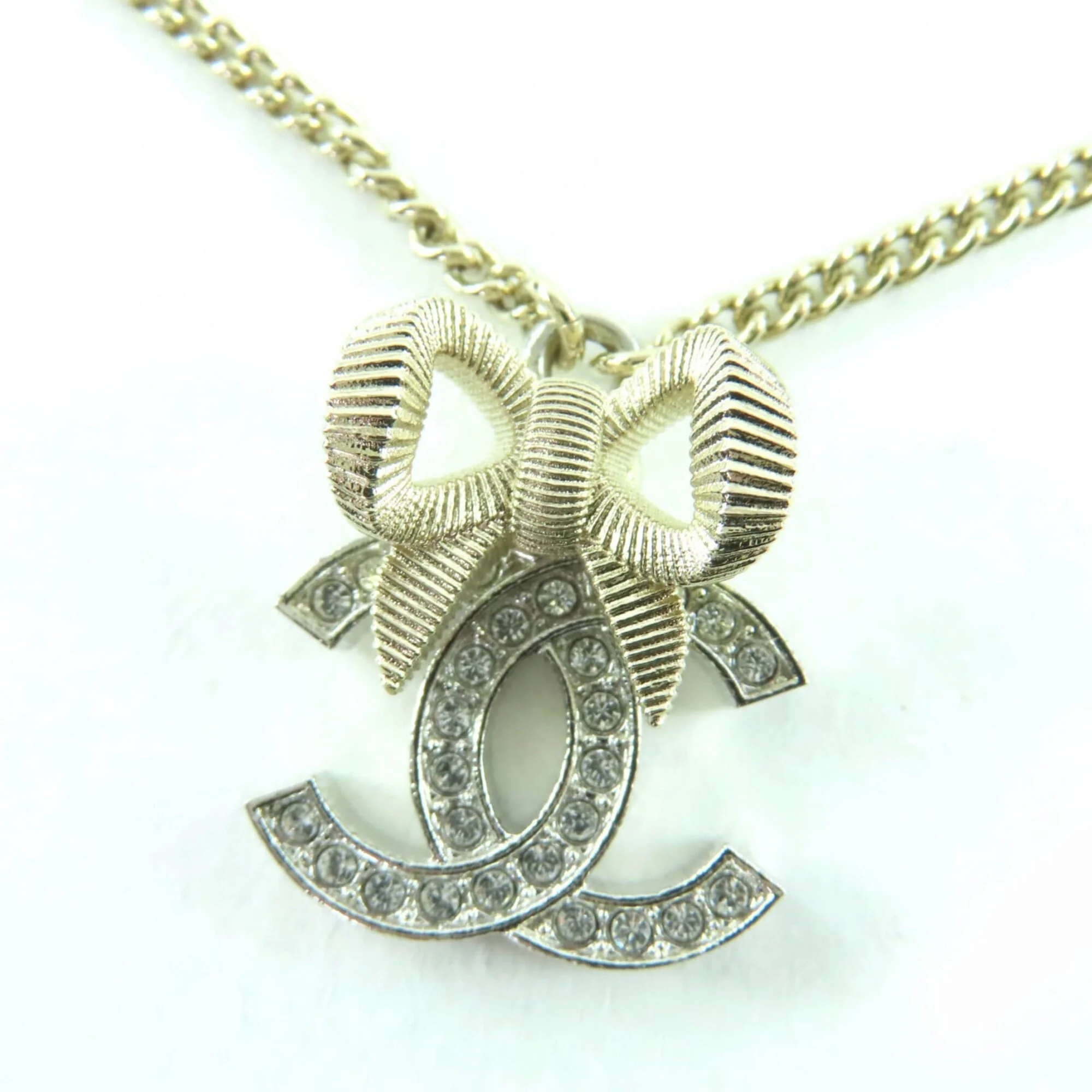 CC Logo Pendant Necklace Gold-Tone Metal