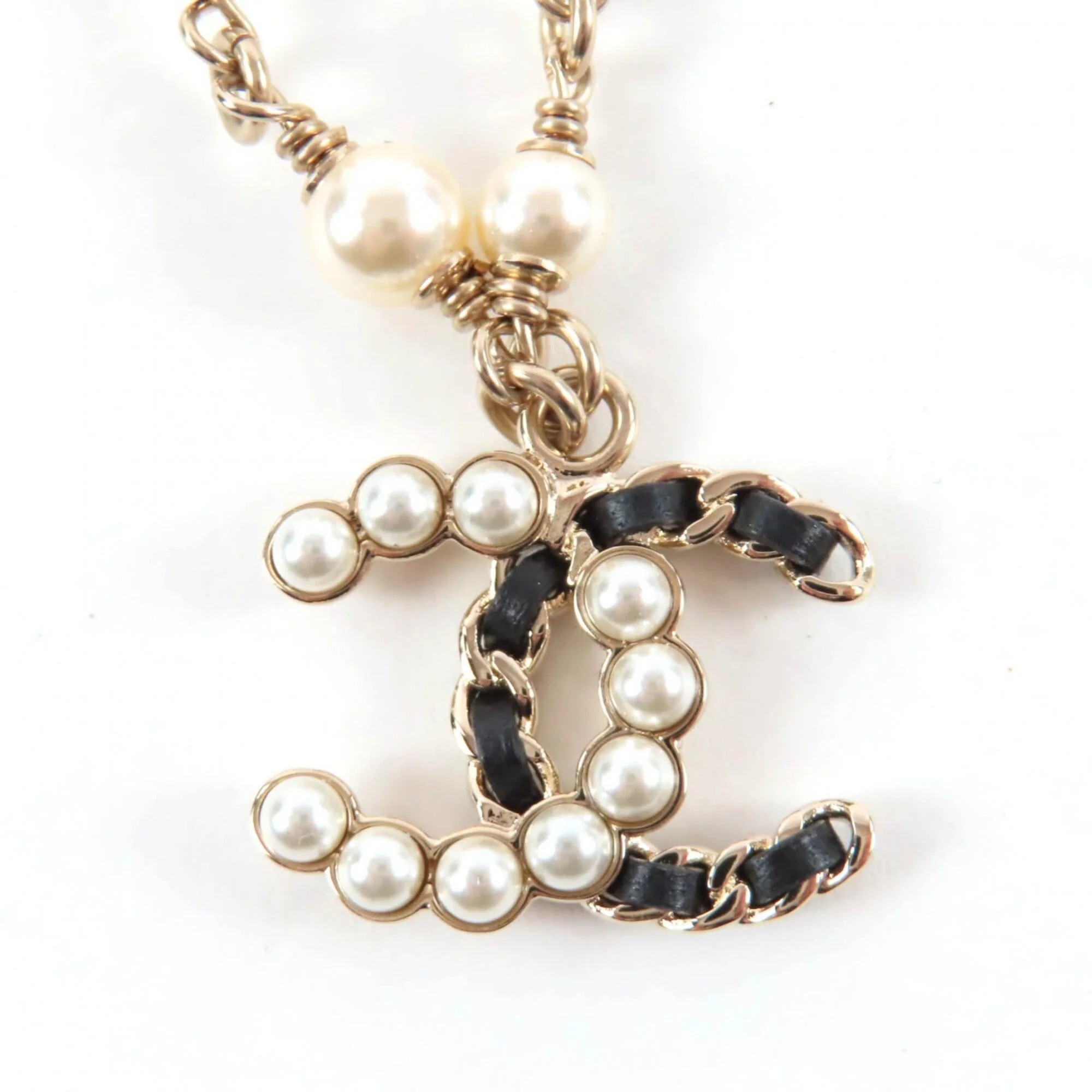 CC Logo Pendant Necklace Gold-Tone Metal