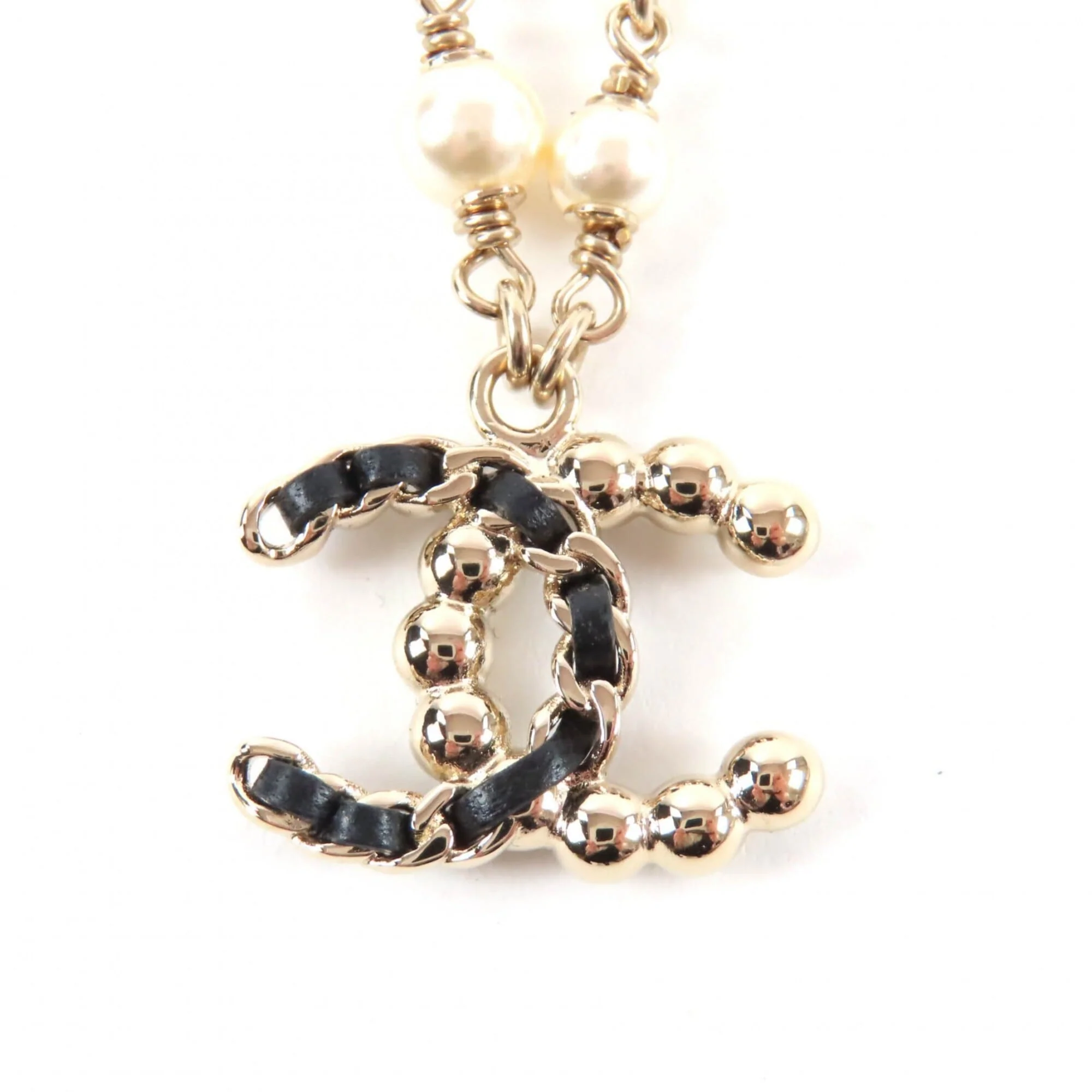 CC Logo Pendant Necklace Gold-Tone Metal - Image 3