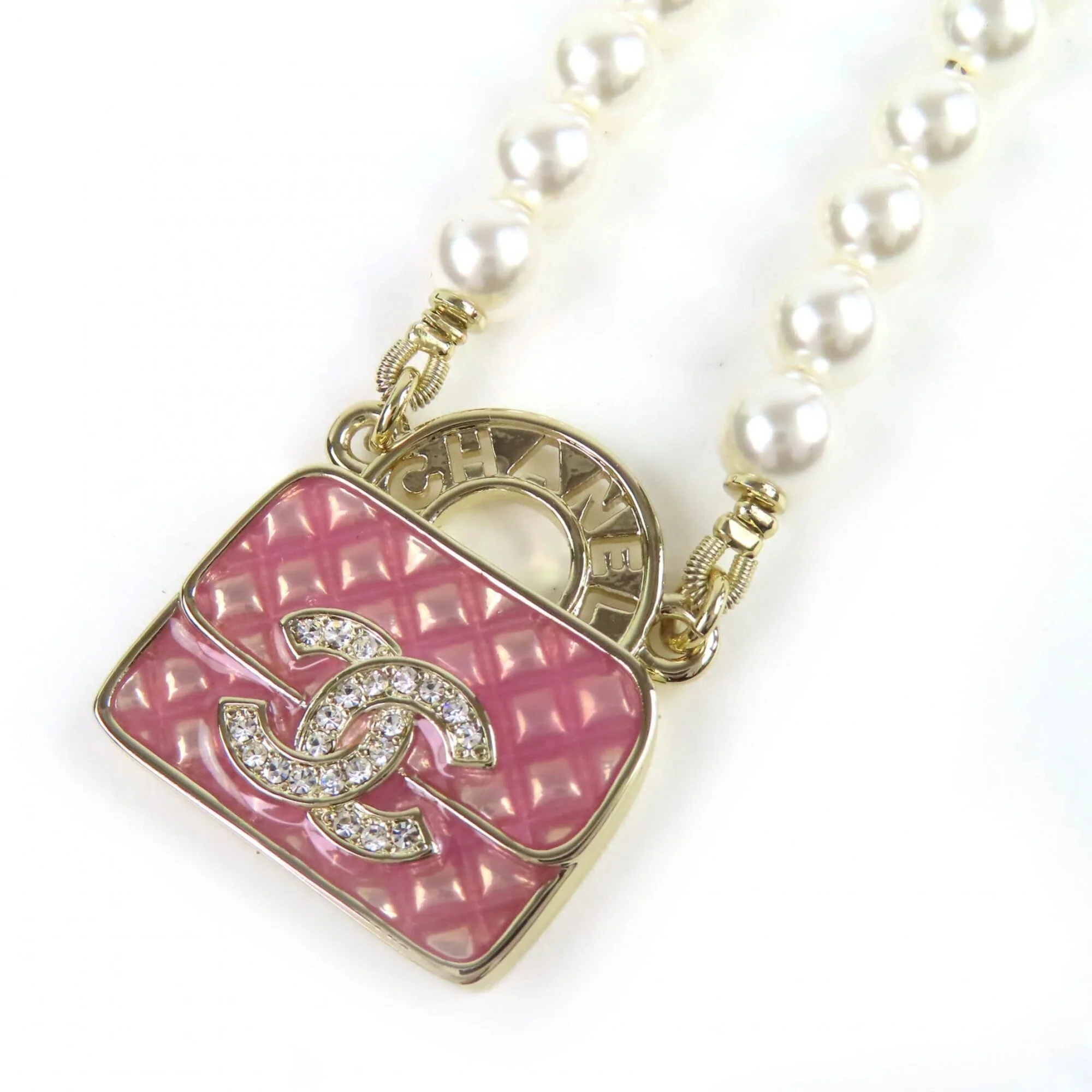CC Logo Pendant Necklace Gold-Tone Metal