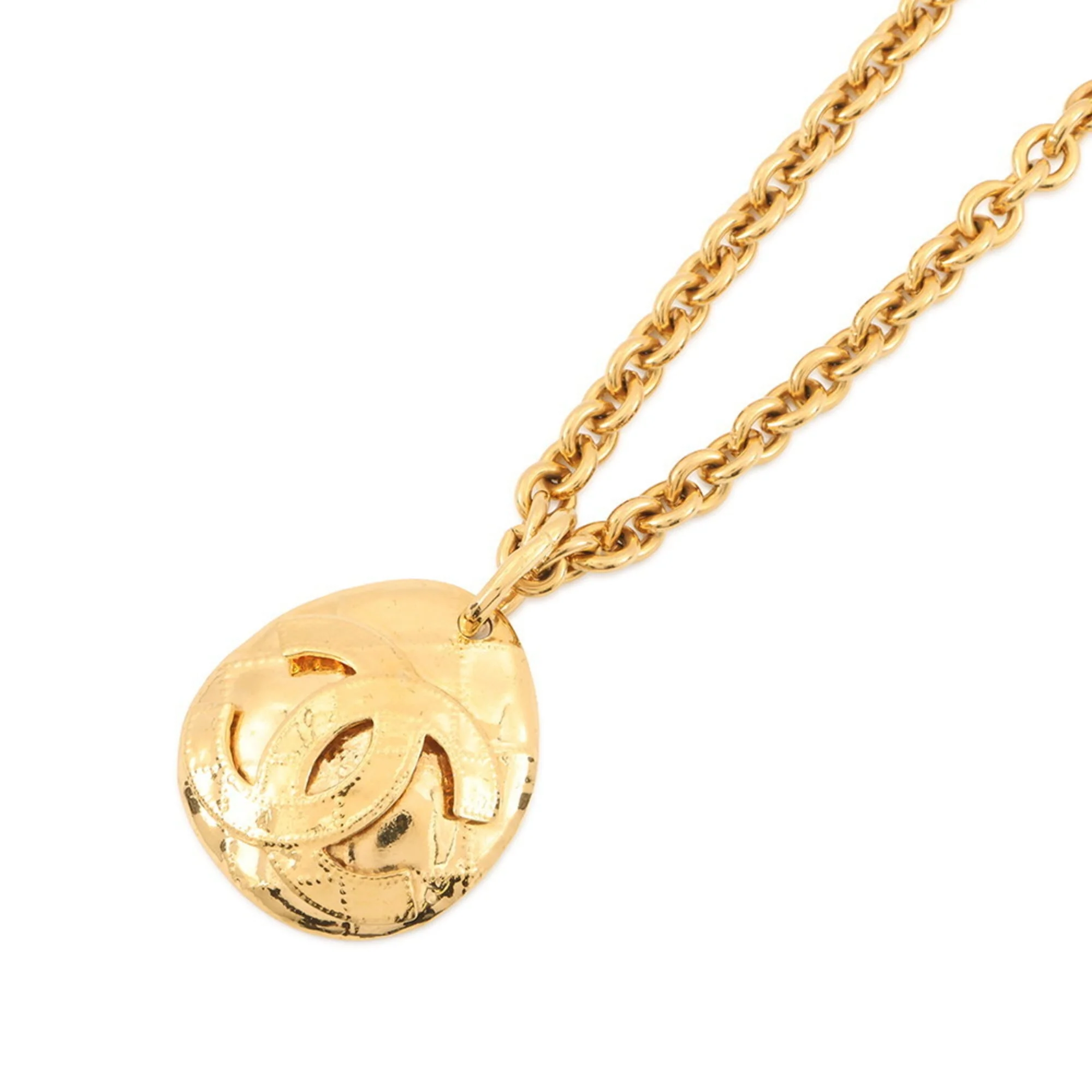 CC Logo Pendant Necklace Gold-Tone Metal