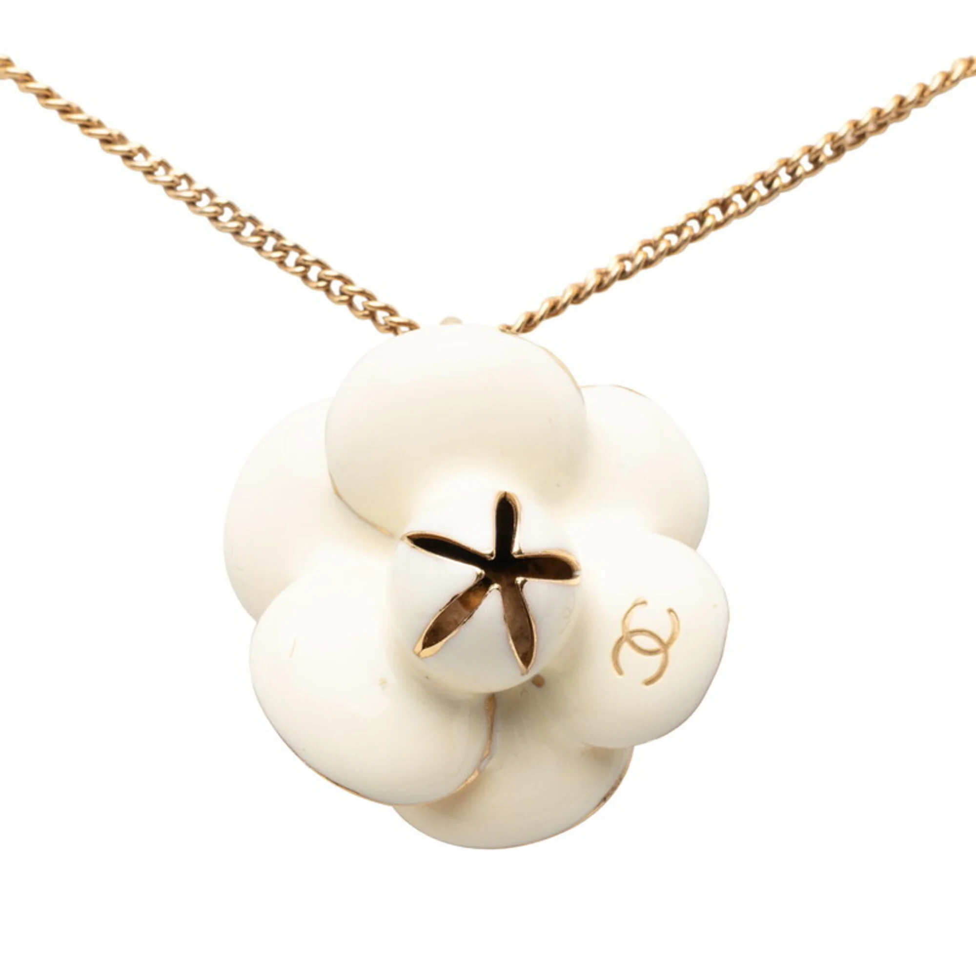 CC Logo Pendant Necklace Gold-Tone Metal