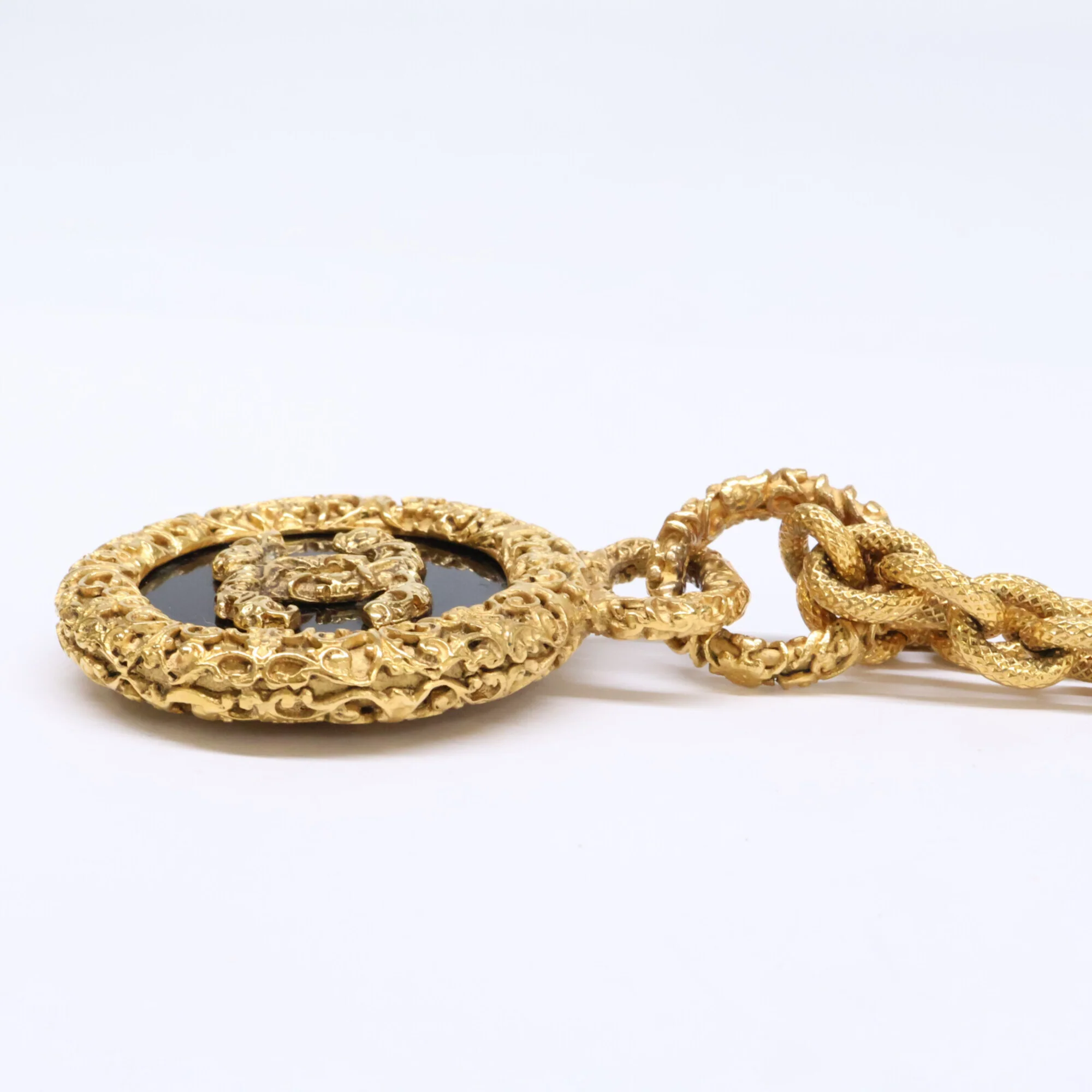 CC Logo Pendant Necklace Gold-Tone Metal - Image 3