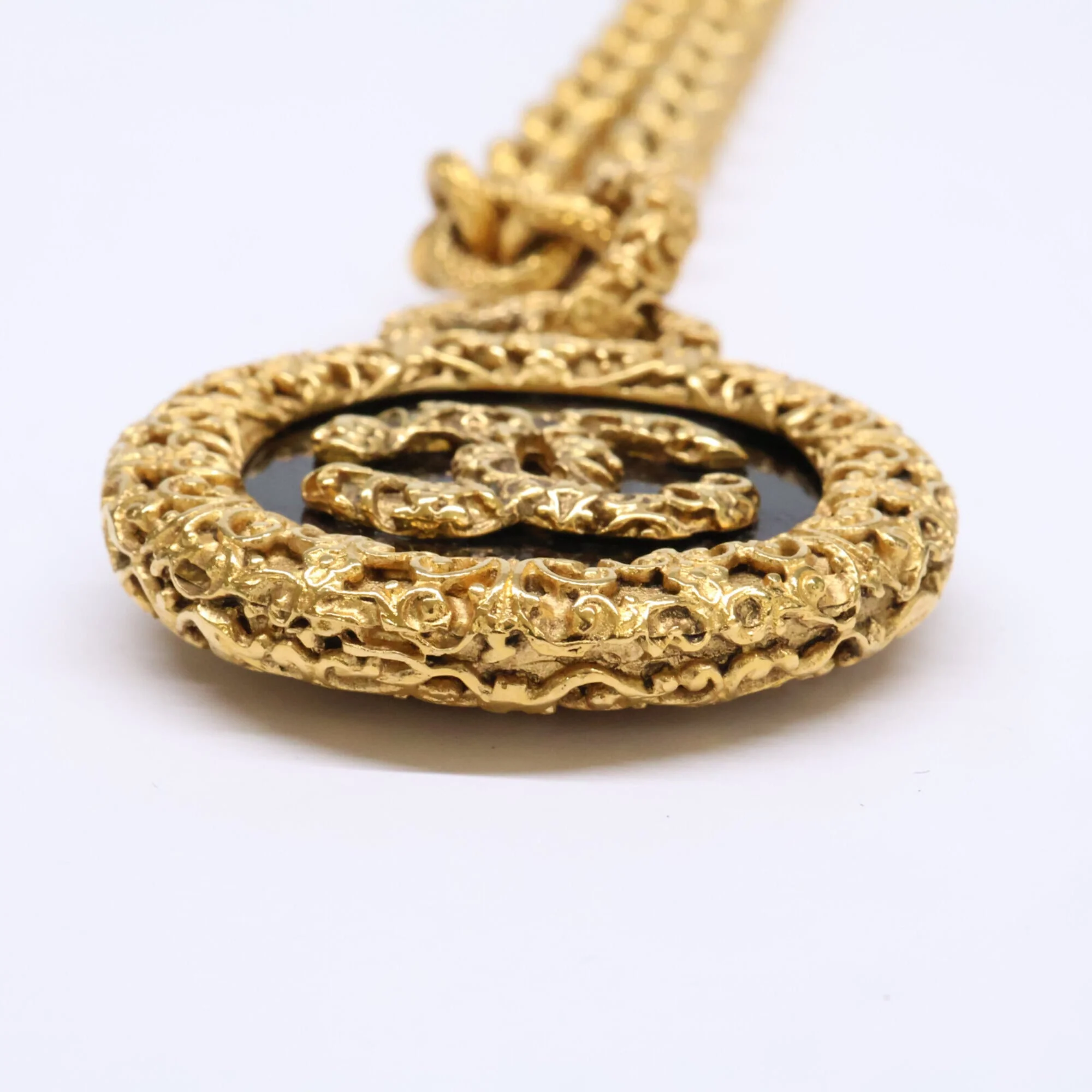 CC Logo Pendant Necklace Gold-Tone Metal - Image 4