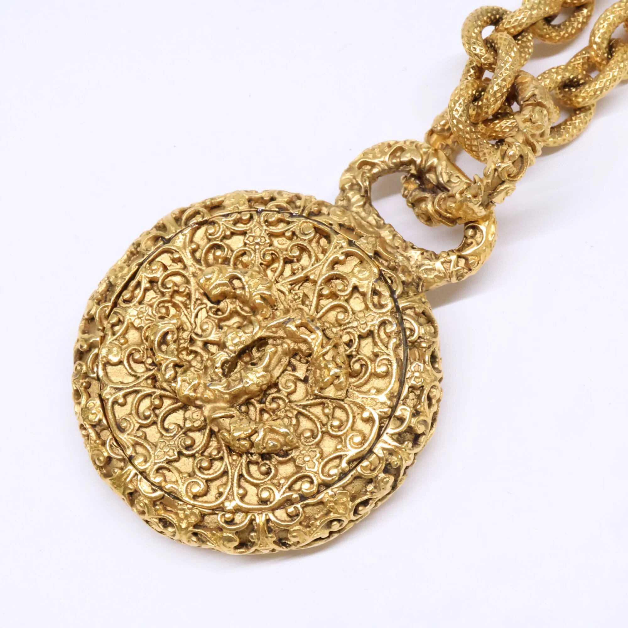 CC Logo Pendant Necklace Gold-Tone Metal - Image 5