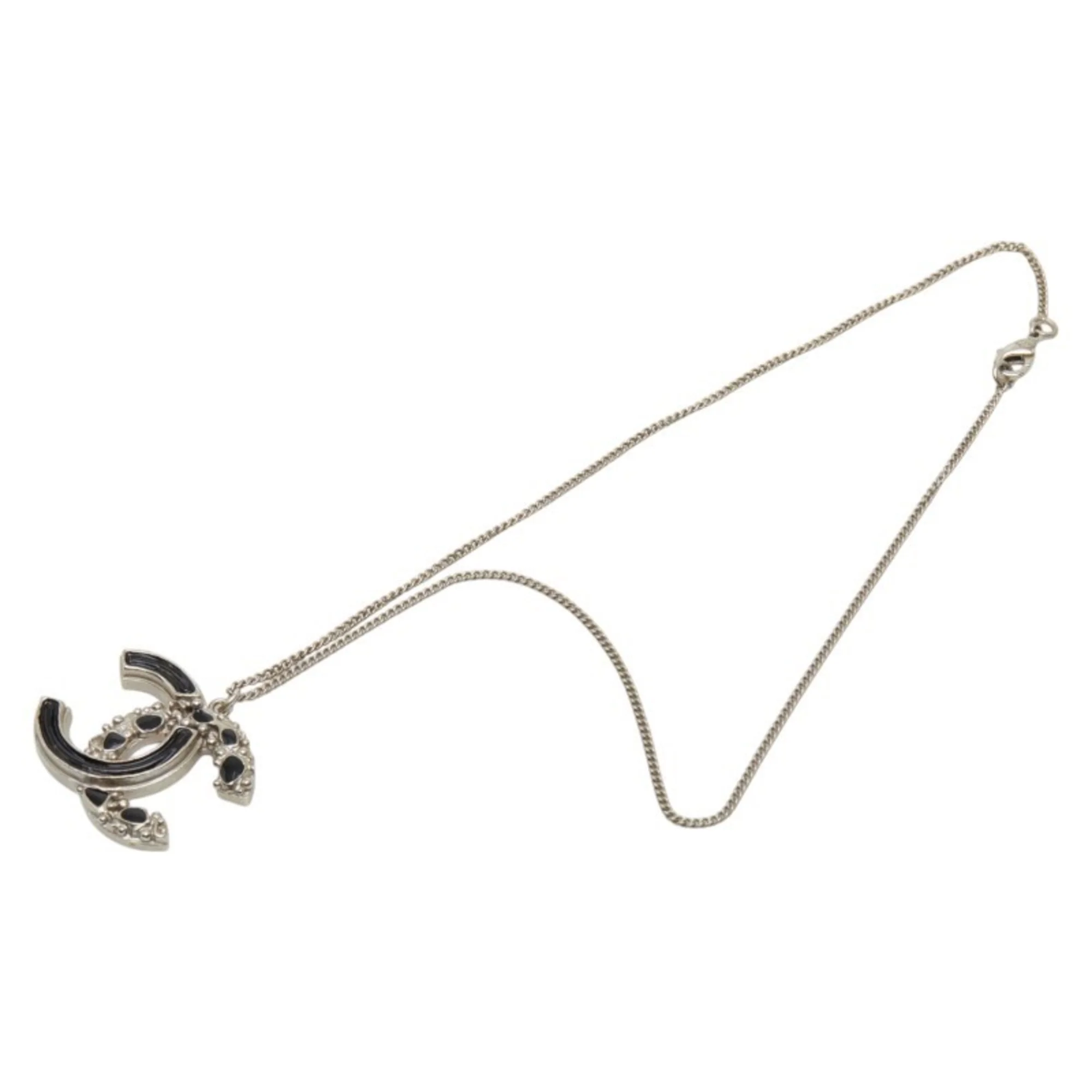 CC Logo Pendant Necklace Silver-Tone Metal - Image 4