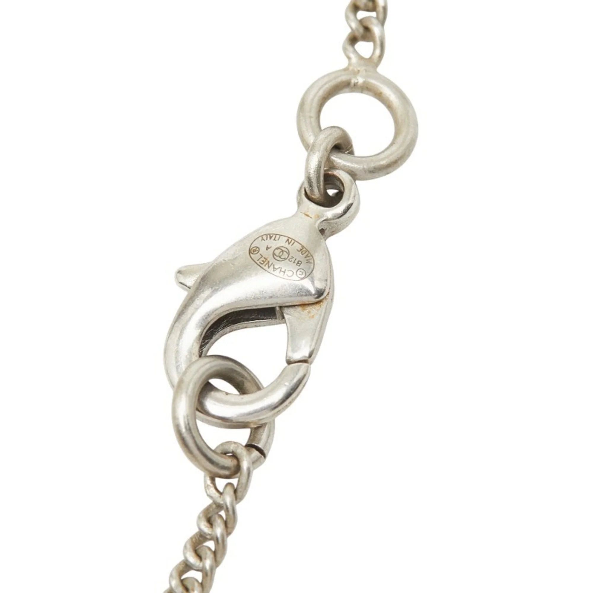 CC Logo Pendant Necklace Silver-Tone Metal - Image 5