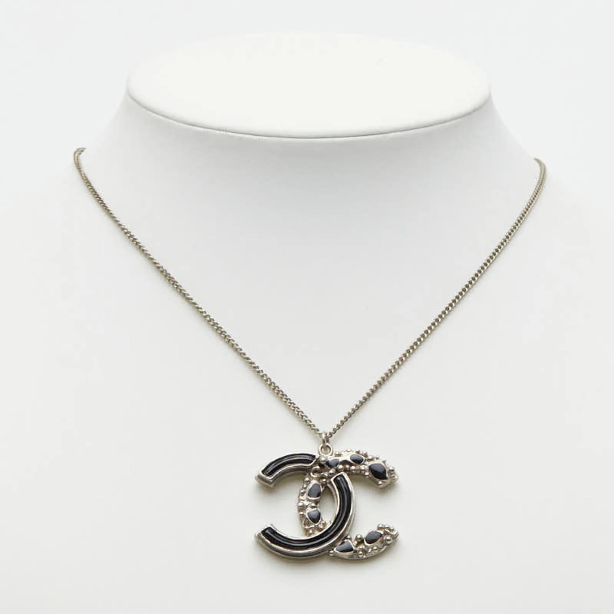 CC Logo Pendant Necklace Silver-Tone Metal - Image 6