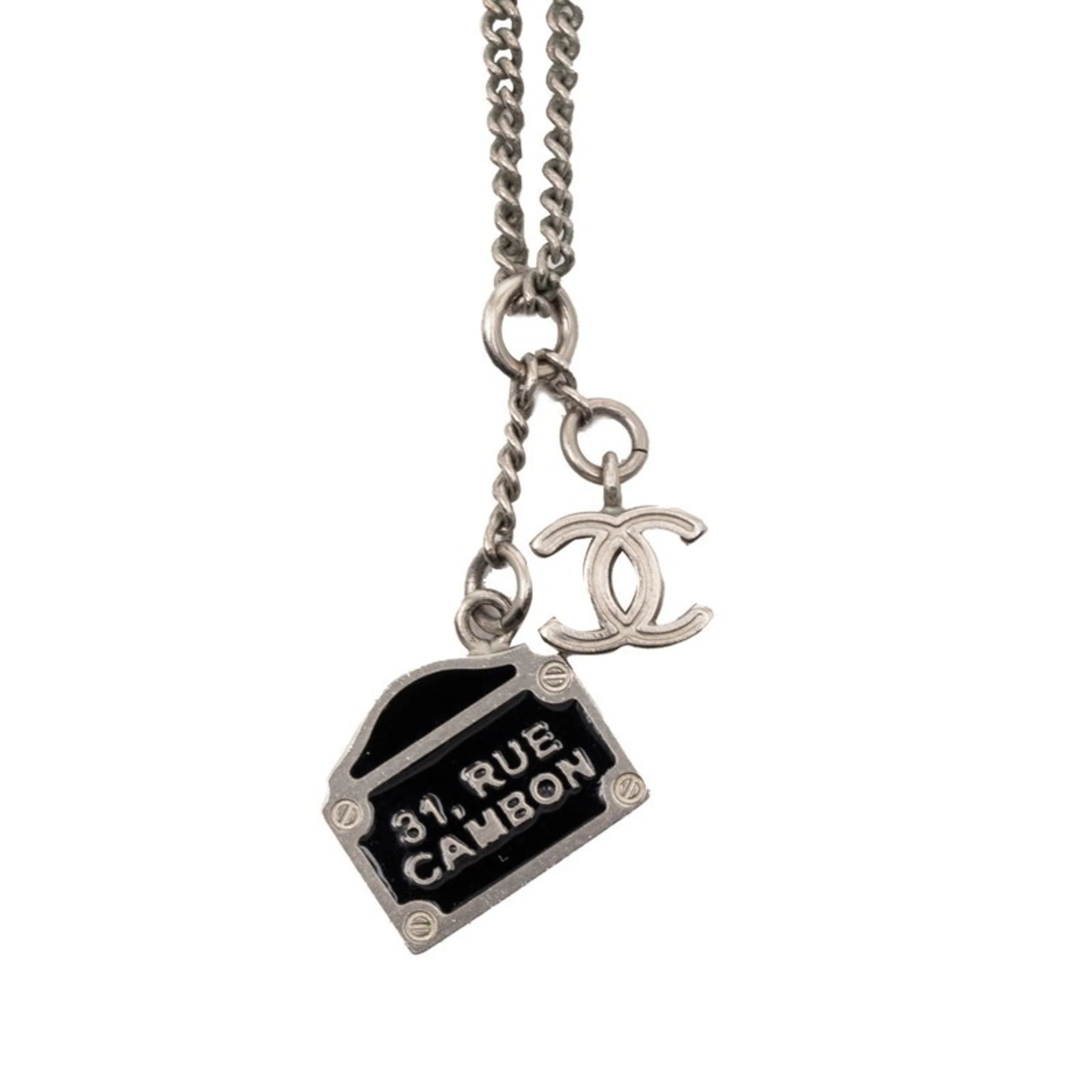 CC Logo Pendant Necklace Silver-Tone Metal - Image 2