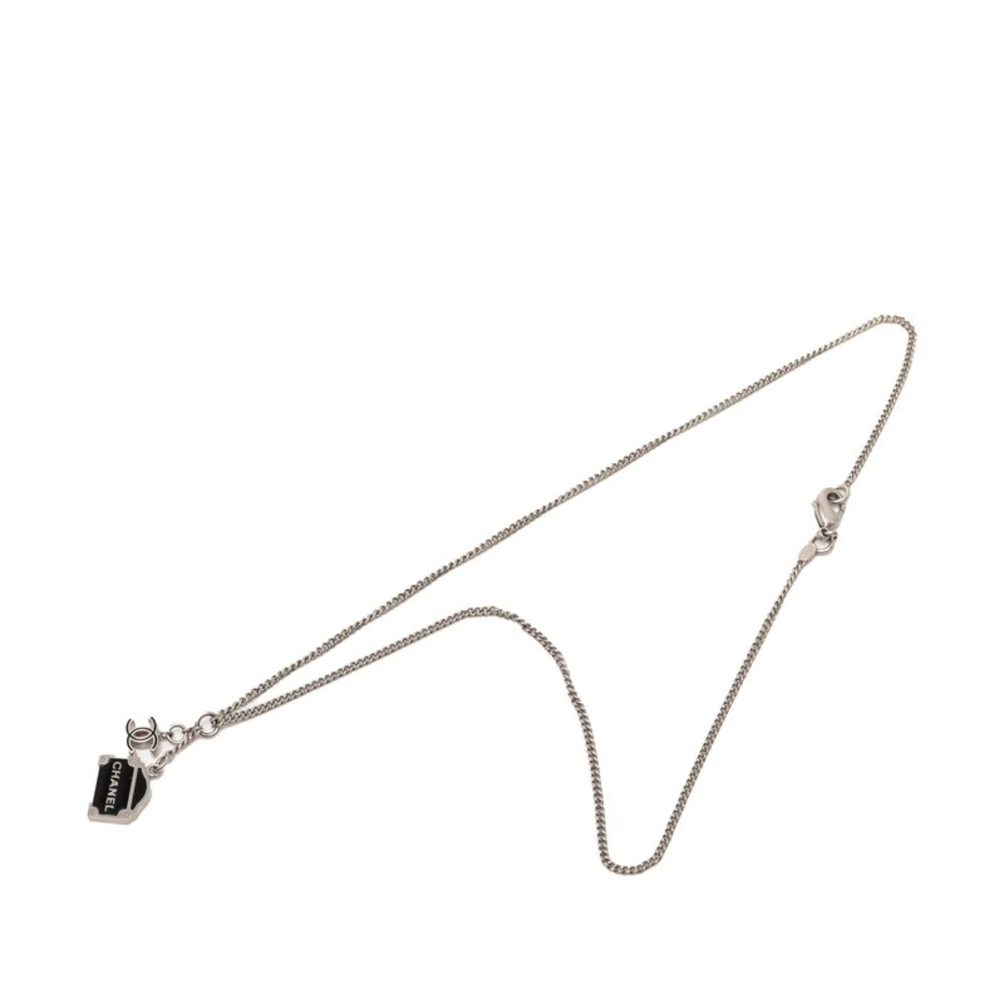 CC Logo Pendant Necklace Silver-Tone Metal - Image 3