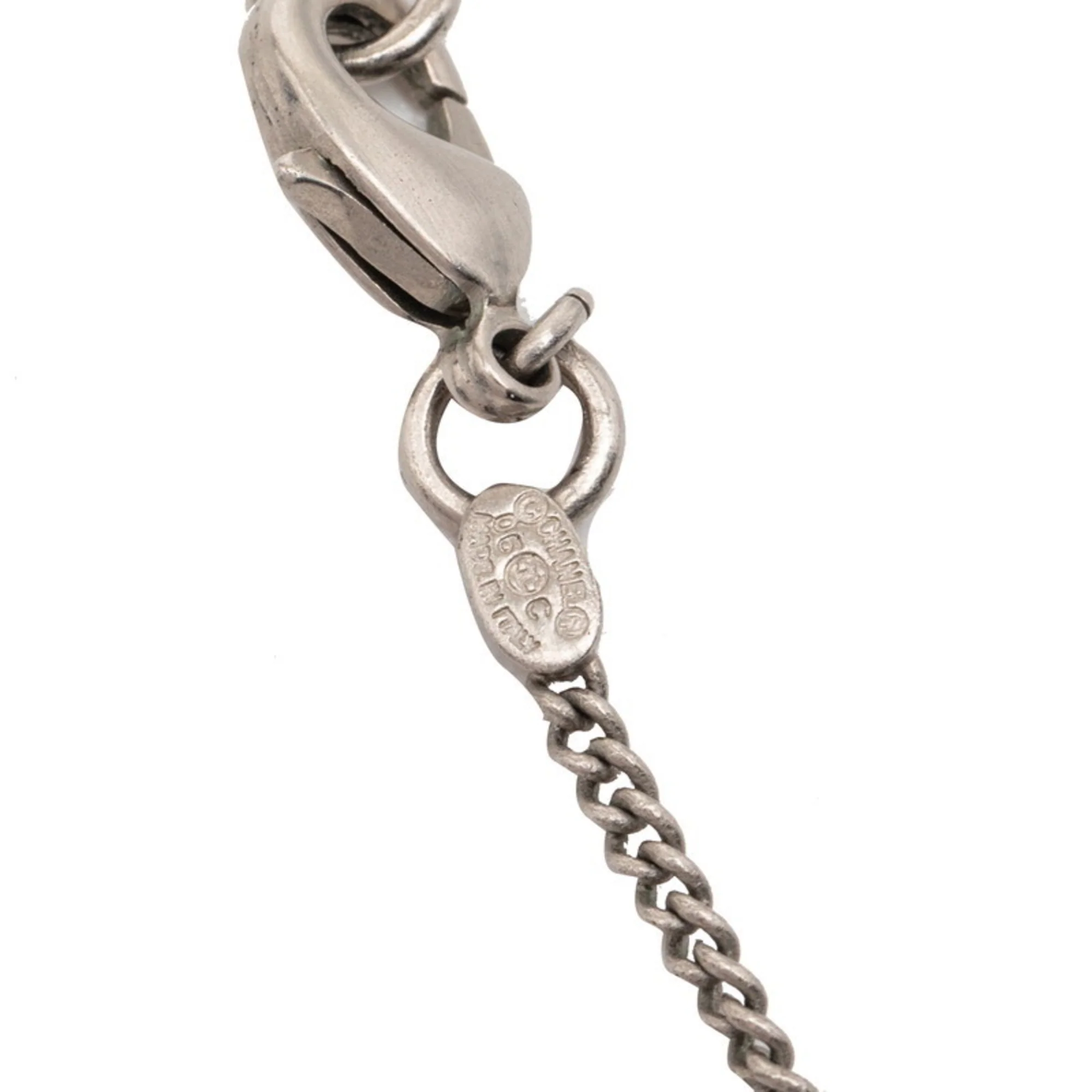 CC Logo Pendant Necklace Silver-Tone Metal - Image 4