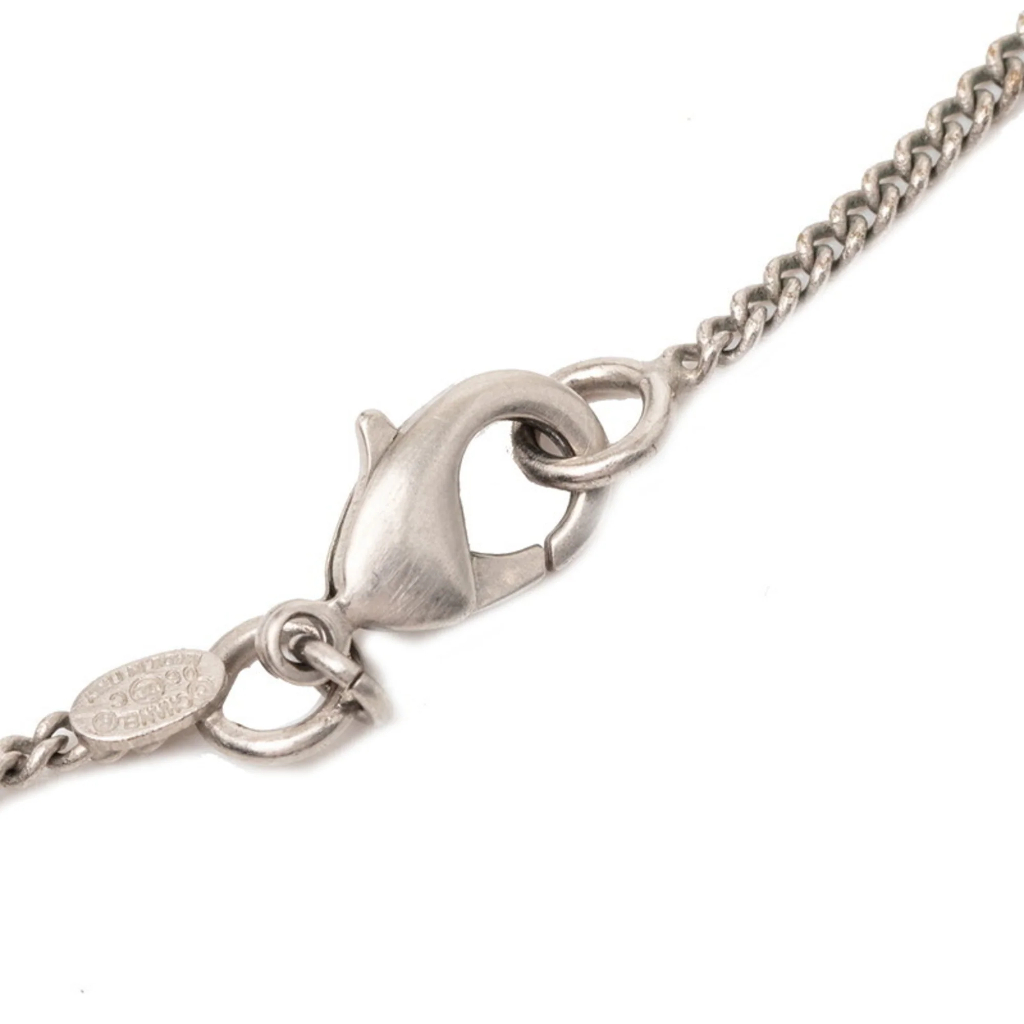 CC Logo Pendant Necklace Silver-Tone Metal - Image 5