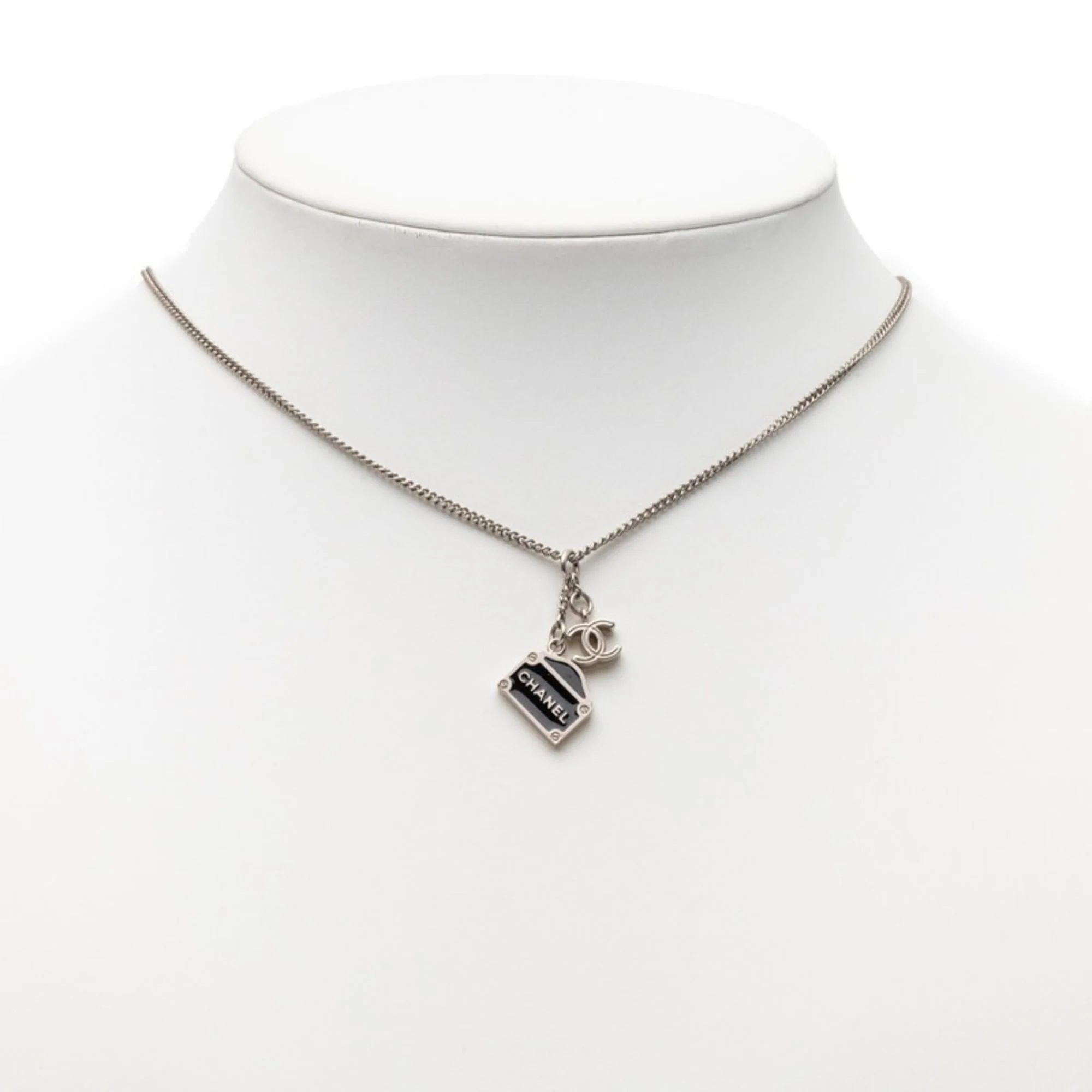 CC Logo Pendant Necklace Silver-Tone Metal - Image 6