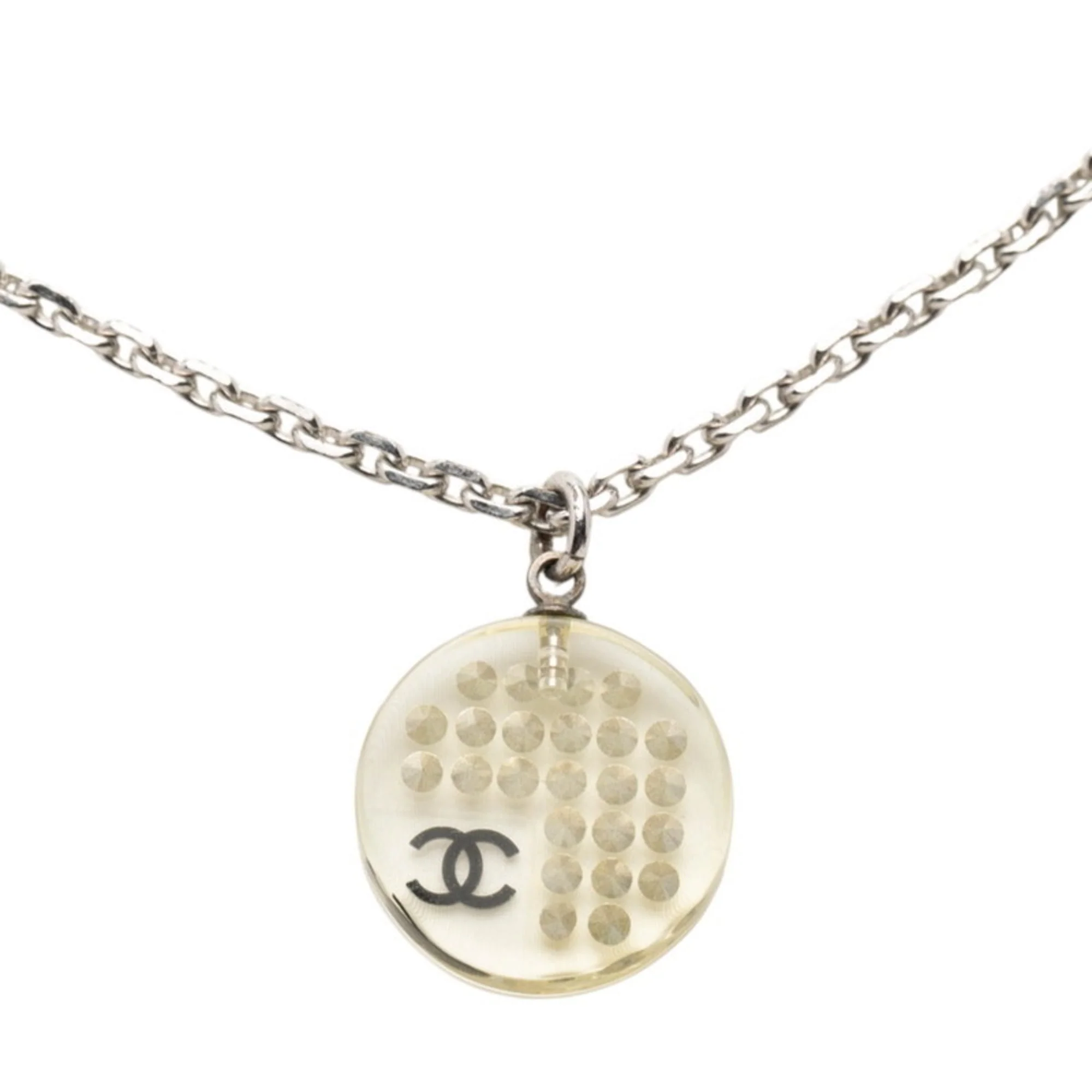 CC Logo Pendant Necklace Silver-Tone Metal - Image 2