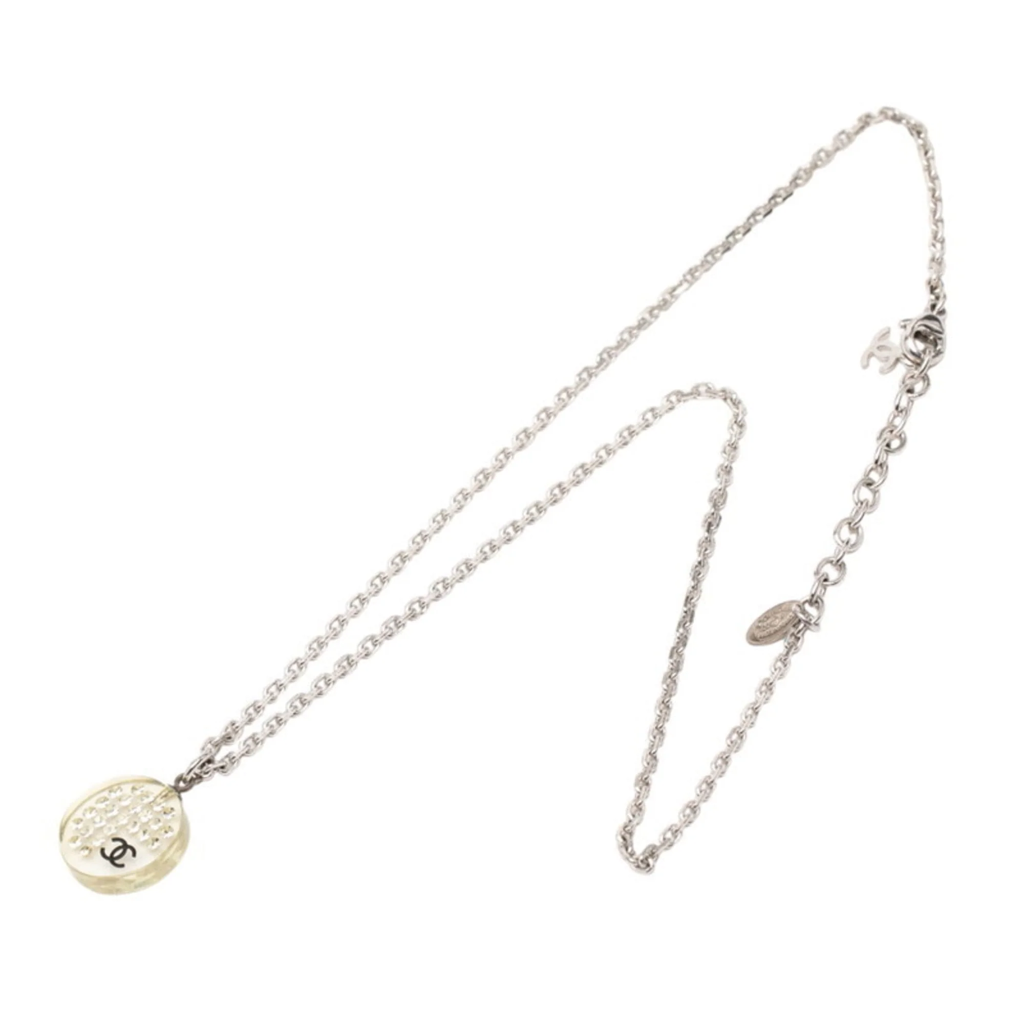 CC Logo Pendant Necklace Silver-Tone Metal - Image 3