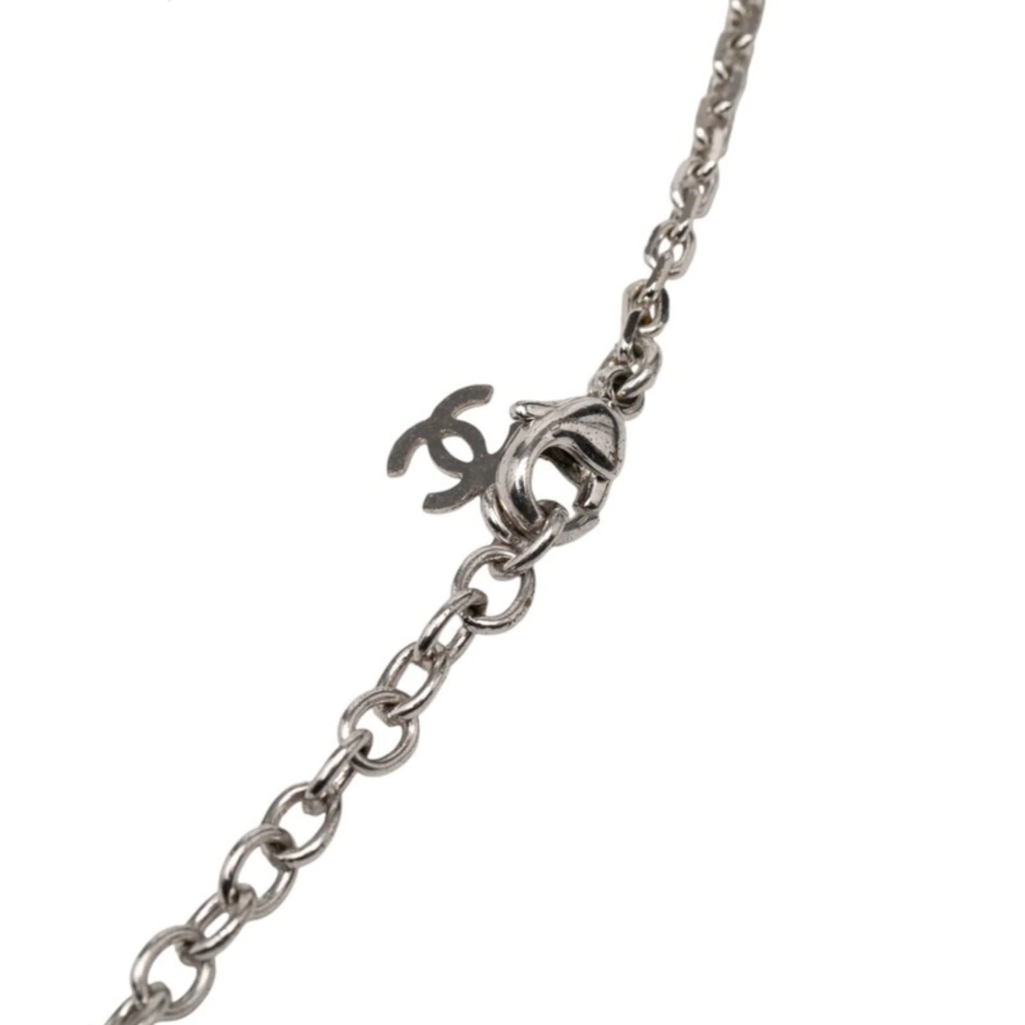 CC Logo Pendant Necklace Silver-Tone Metal - Image 4