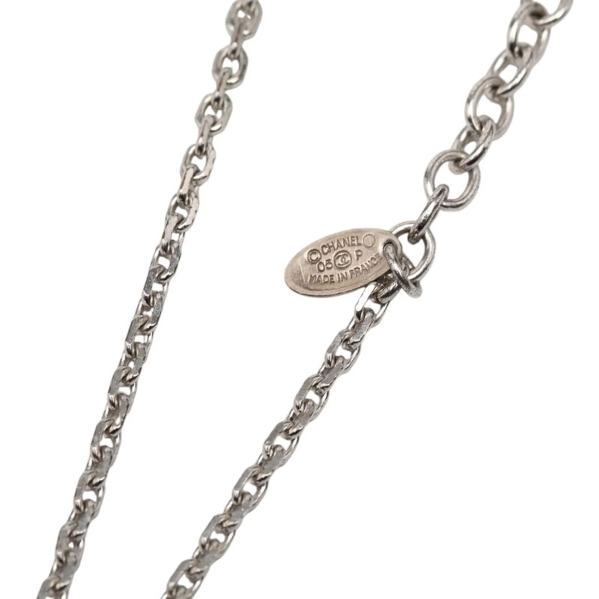 CC Logo Pendant Necklace Silver-Tone Metal - Image 5