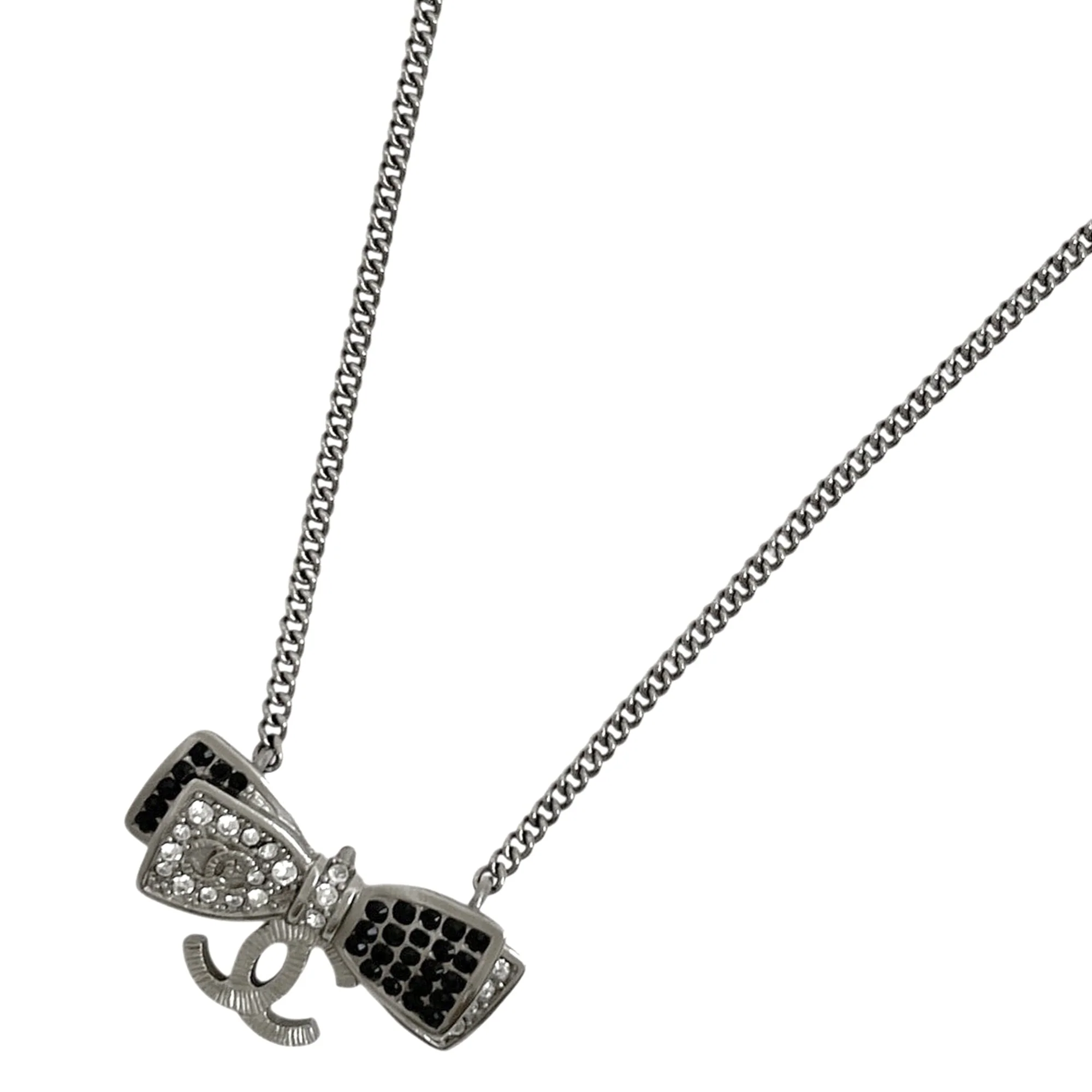 CC Logo Pendant Necklace Silver-Tone Metal