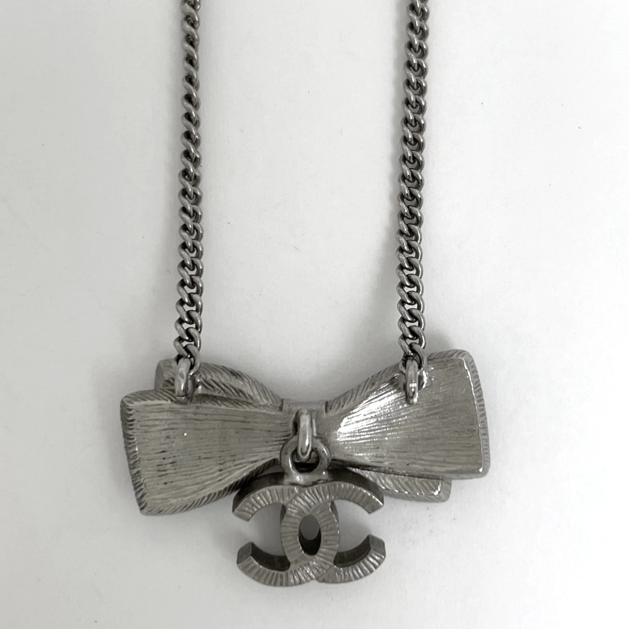 CC Logo Pendant Necklace Silver-Tone Metal - Image 2