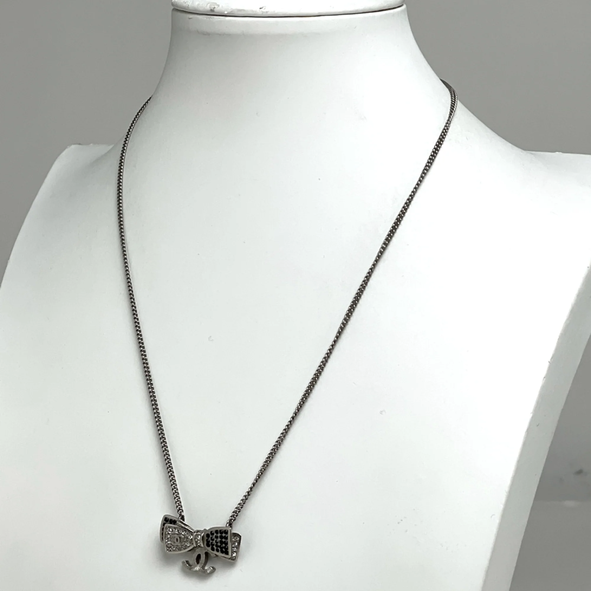 CC Logo Pendant Necklace Silver-Tone Metal - Image 7