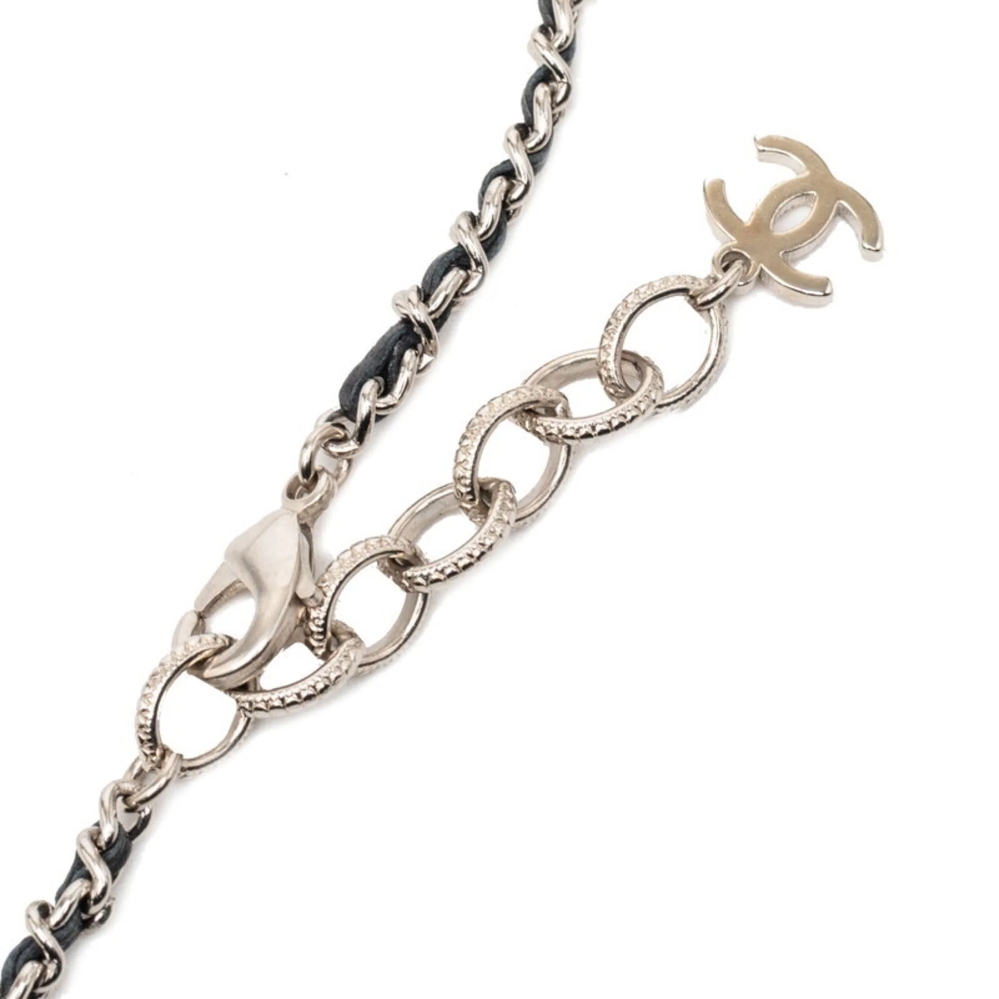 CC Logo Pendant Necklace Silver-Tone Metal - Image 4