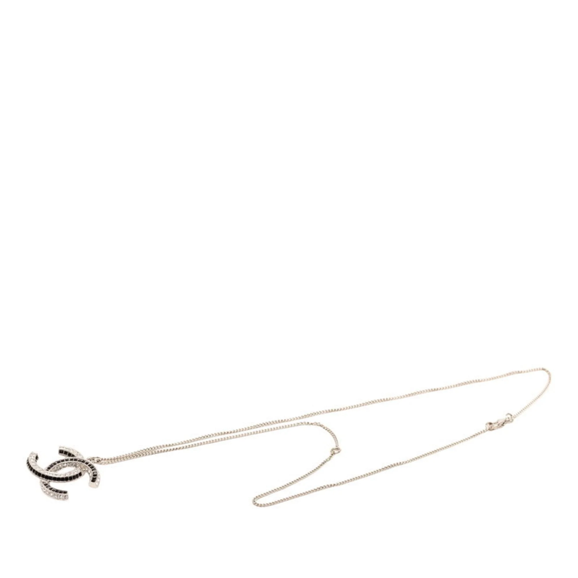 CC Logo Pendant Necklace Silver-Tone Metal - Image 3