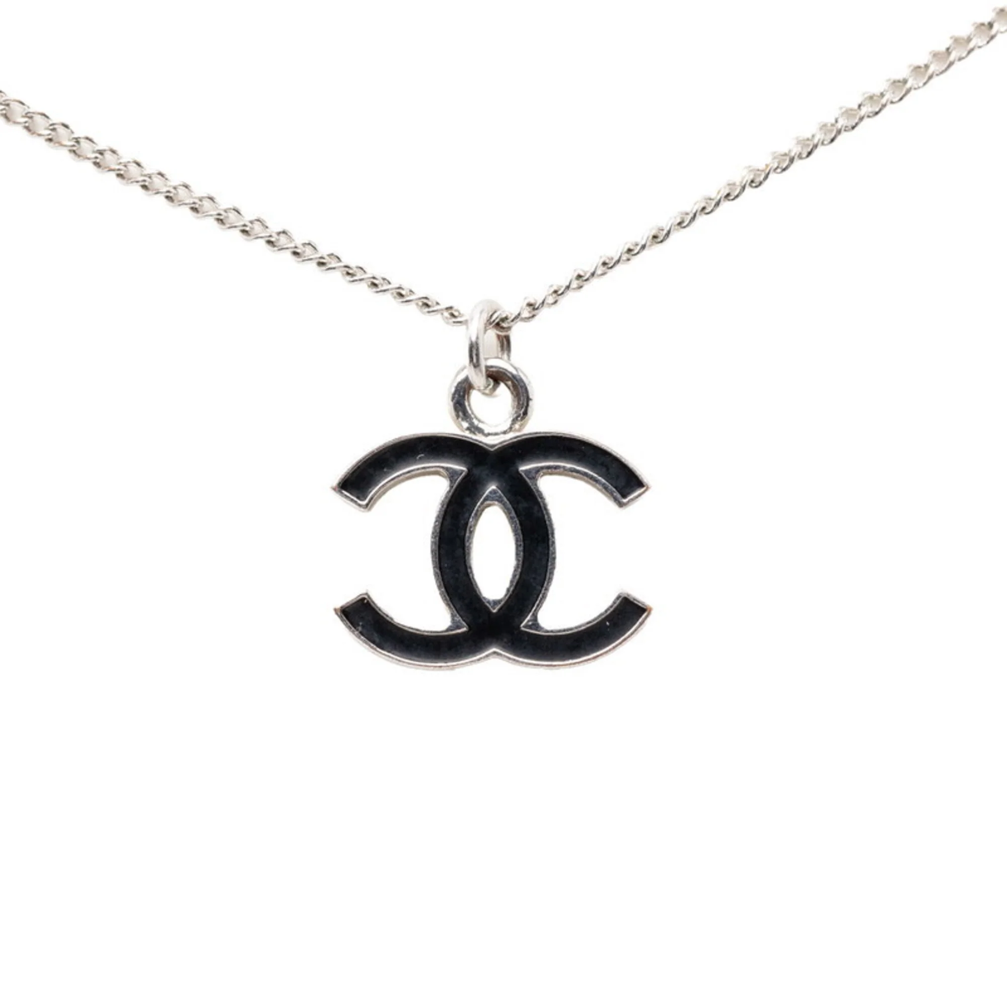 CC Logo Pendant Necklace Silver-Tone Metal - Image 2