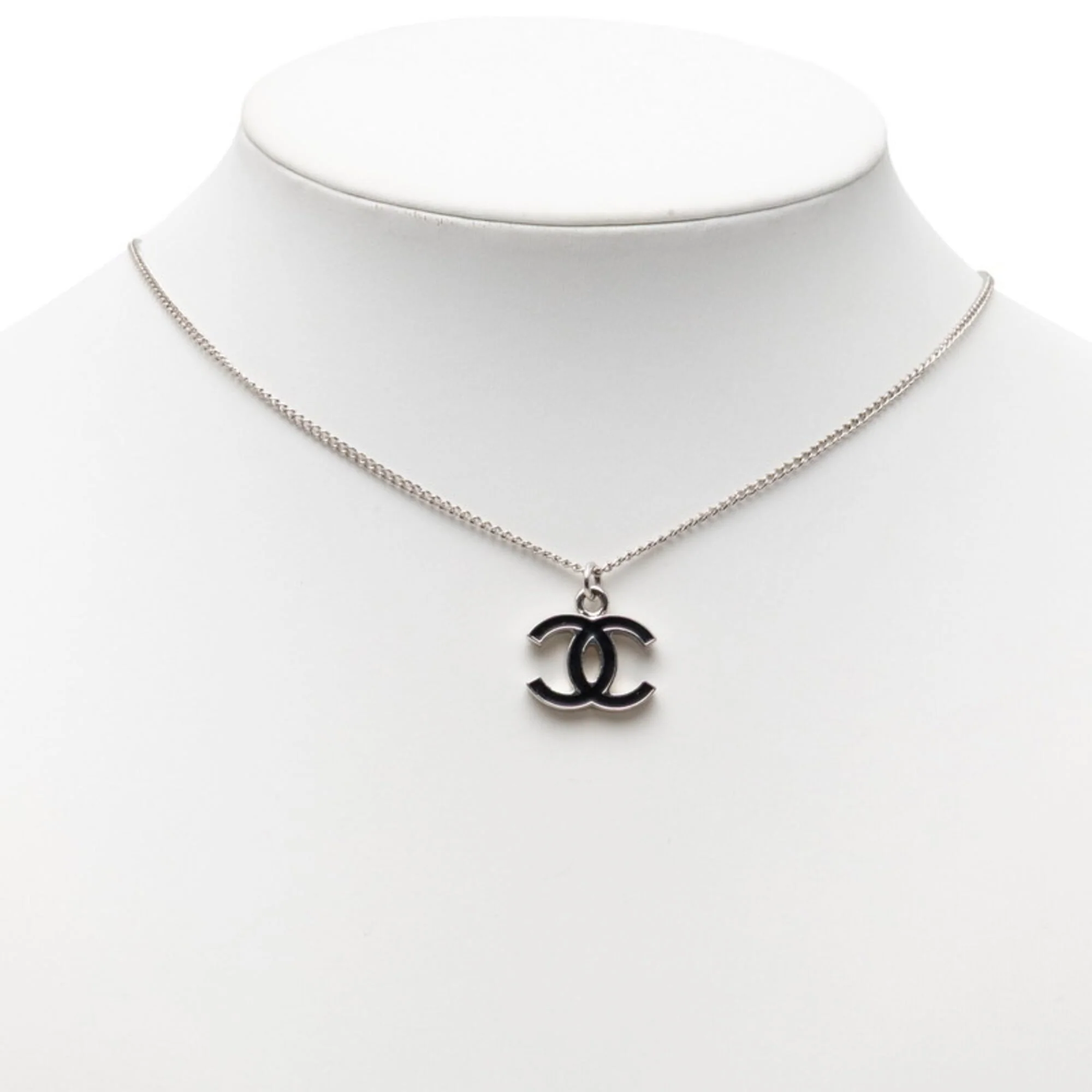 CC Logo Pendant Necklace Silver-Tone Metal - Image 6