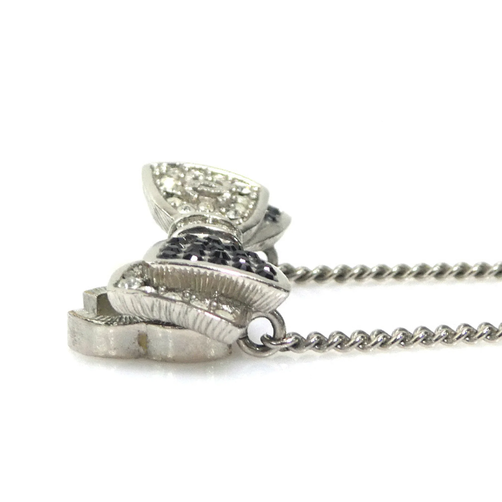 CC Logo Pendant Necklace Silver-Tone Metal - Image 3