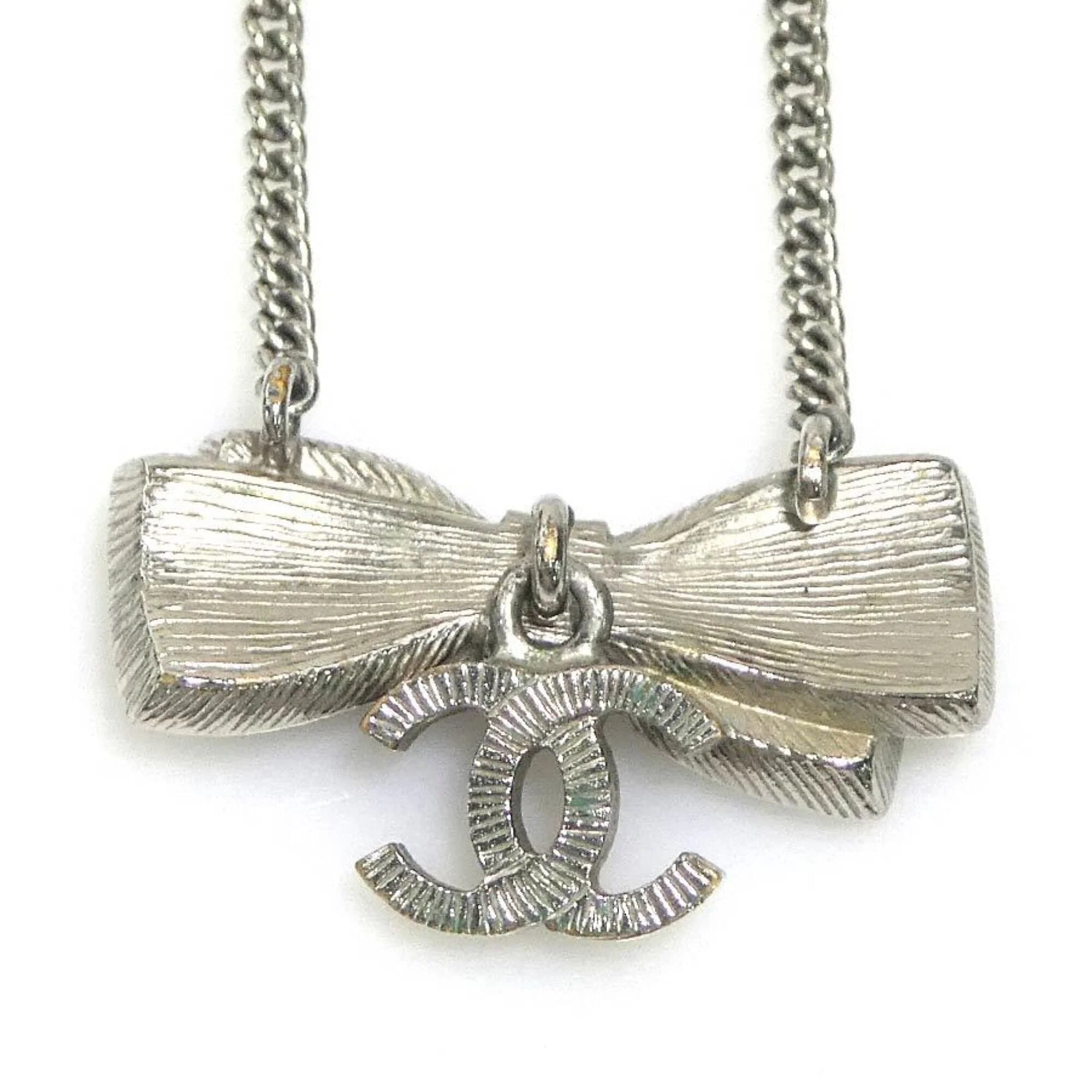 CC Logo Pendant Necklace Silver-Tone Metal - Image 4